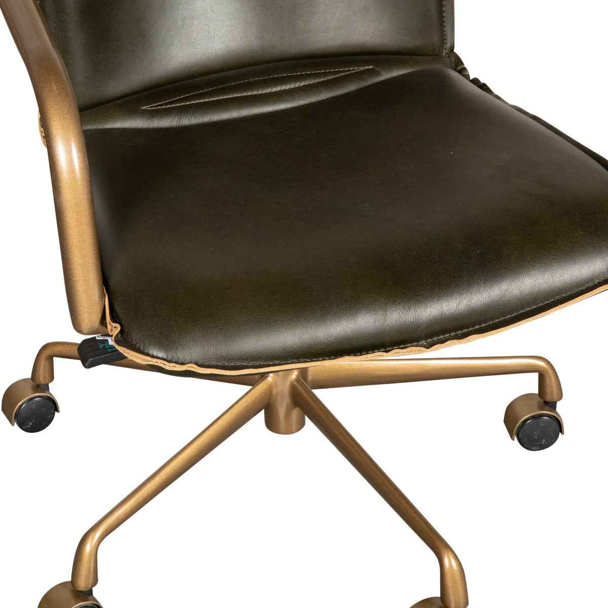 Portofino Swivel Office Chair in Emerald Green Leather and Antique Gold - Image 9