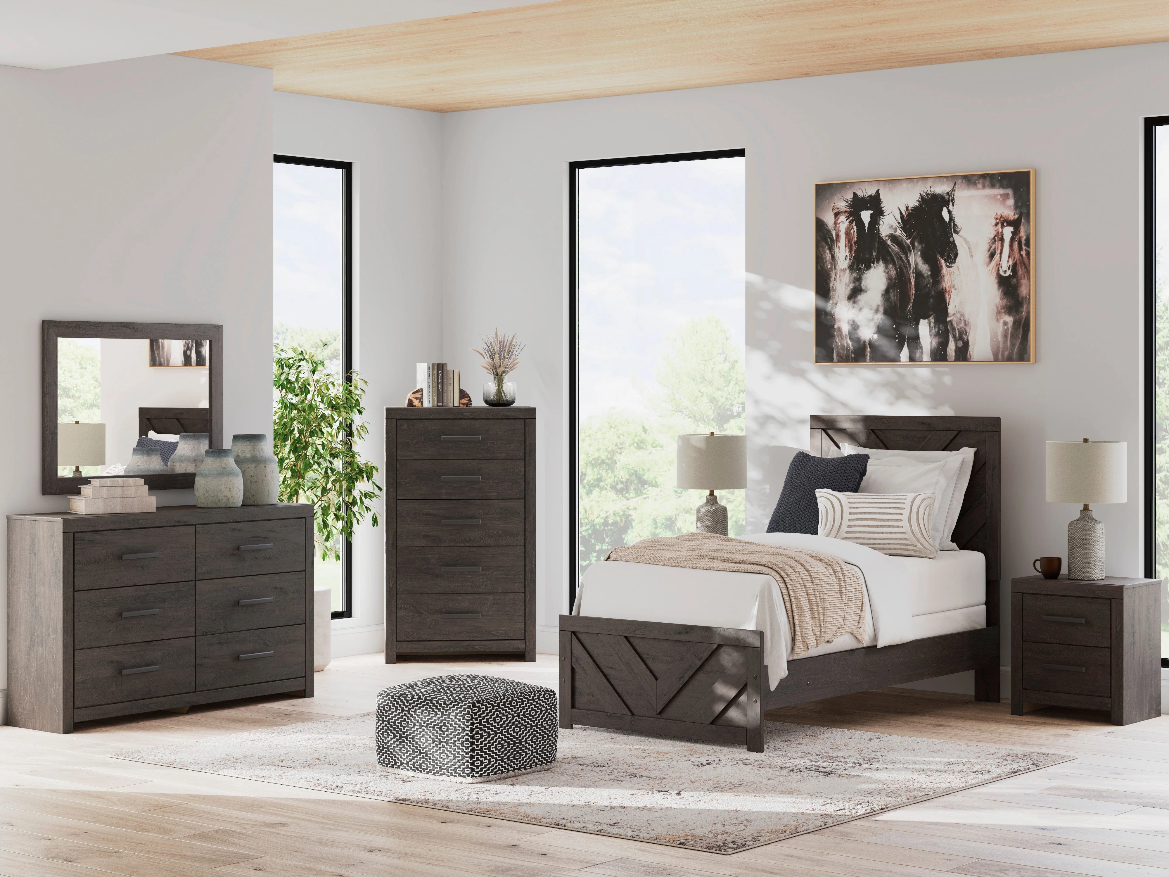 Prendonea Charcoal Twin Panel Bed - Image 8
