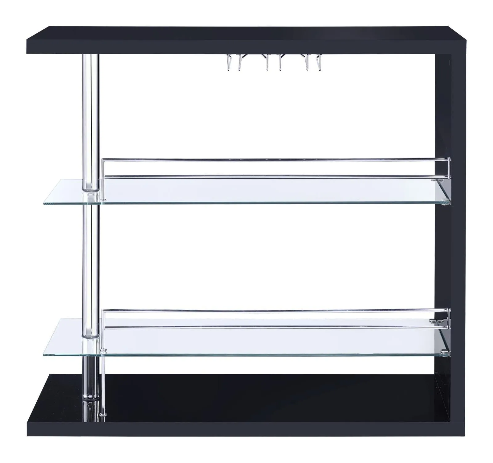 Prescott Glossy Black Rectangular 2-Shelf Bar Unit - Image 4