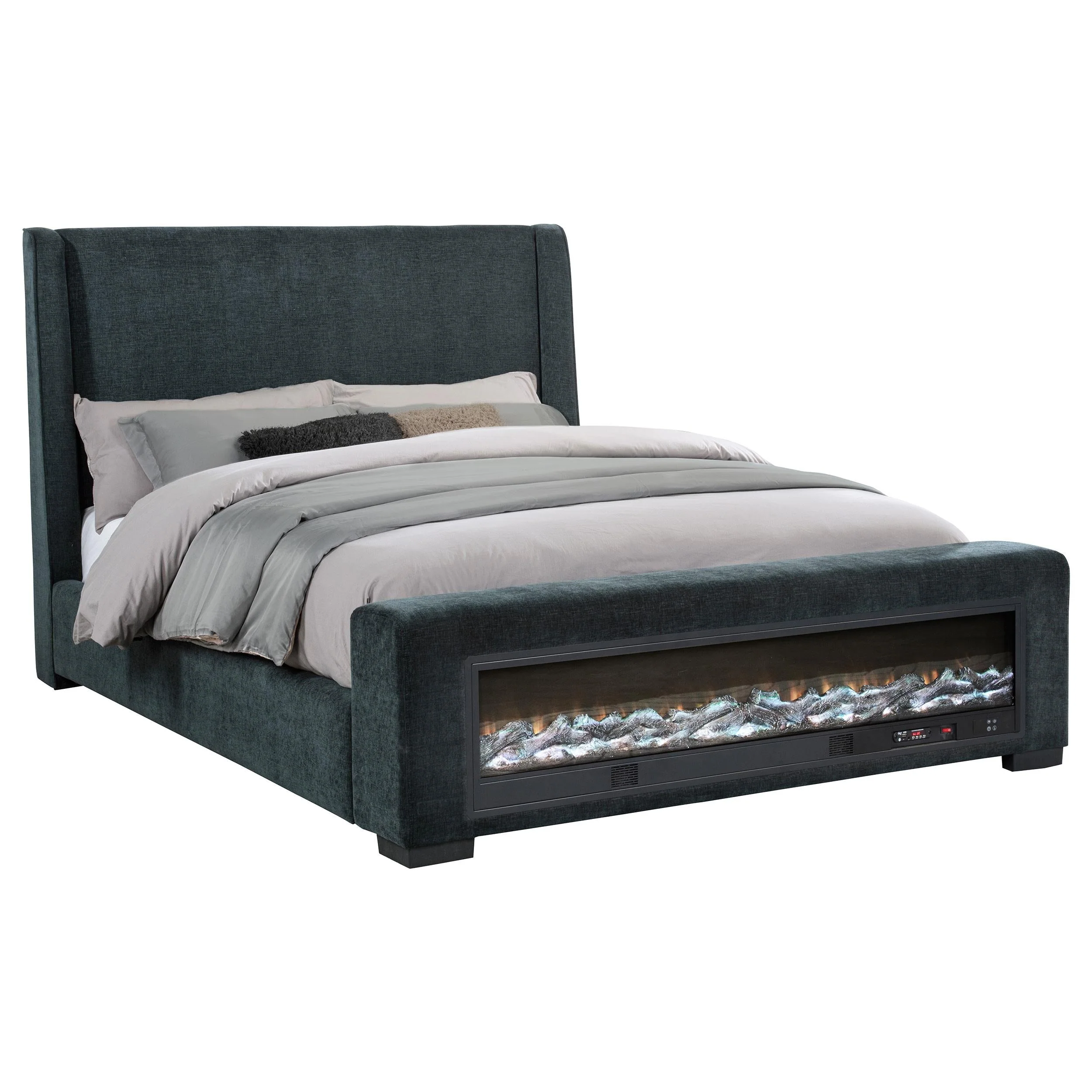 Preston  Upholstered Queen Audio Fireplace Bed - Image 2