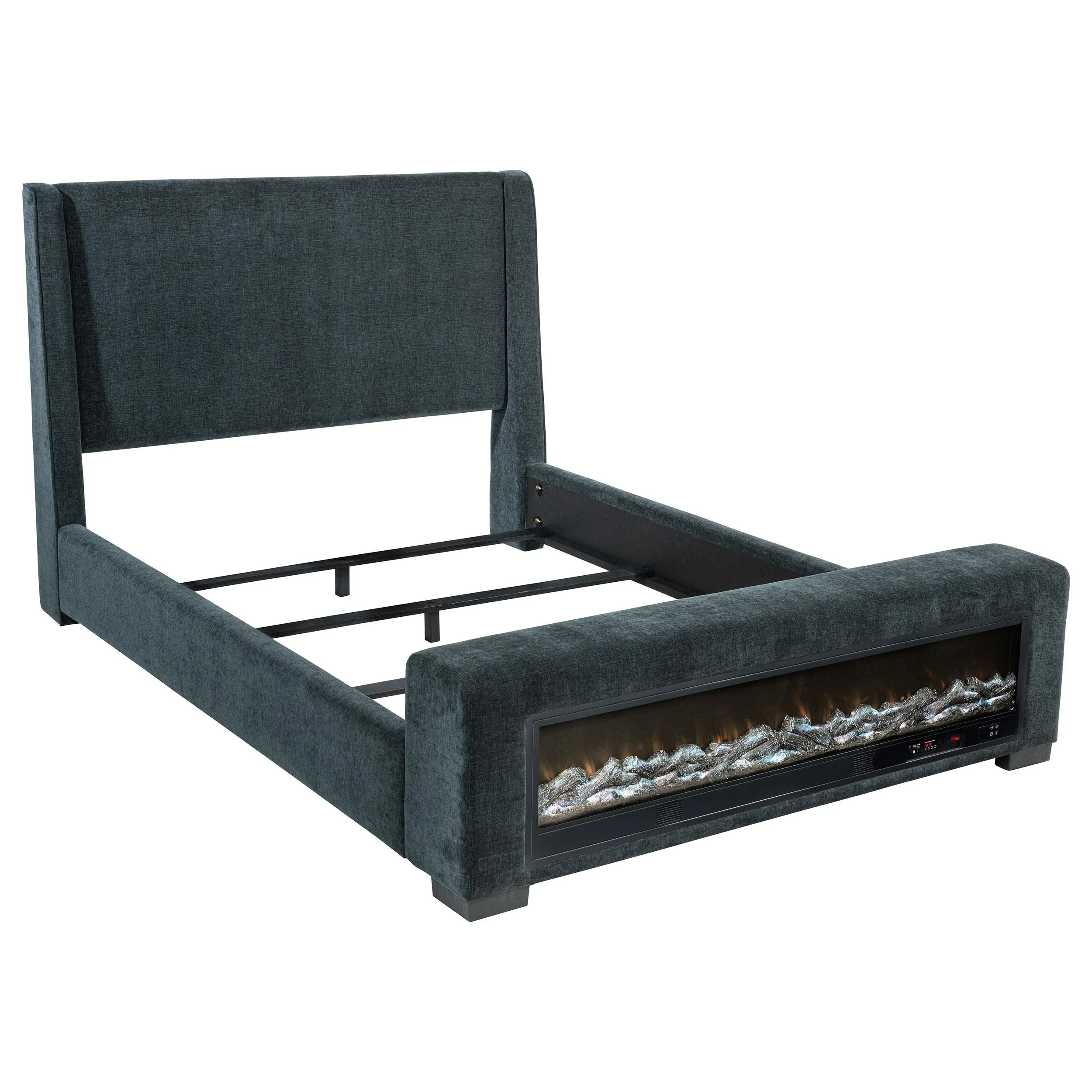 Preston  Upholstered Queen Audio Fireplace Bed - Image 4
