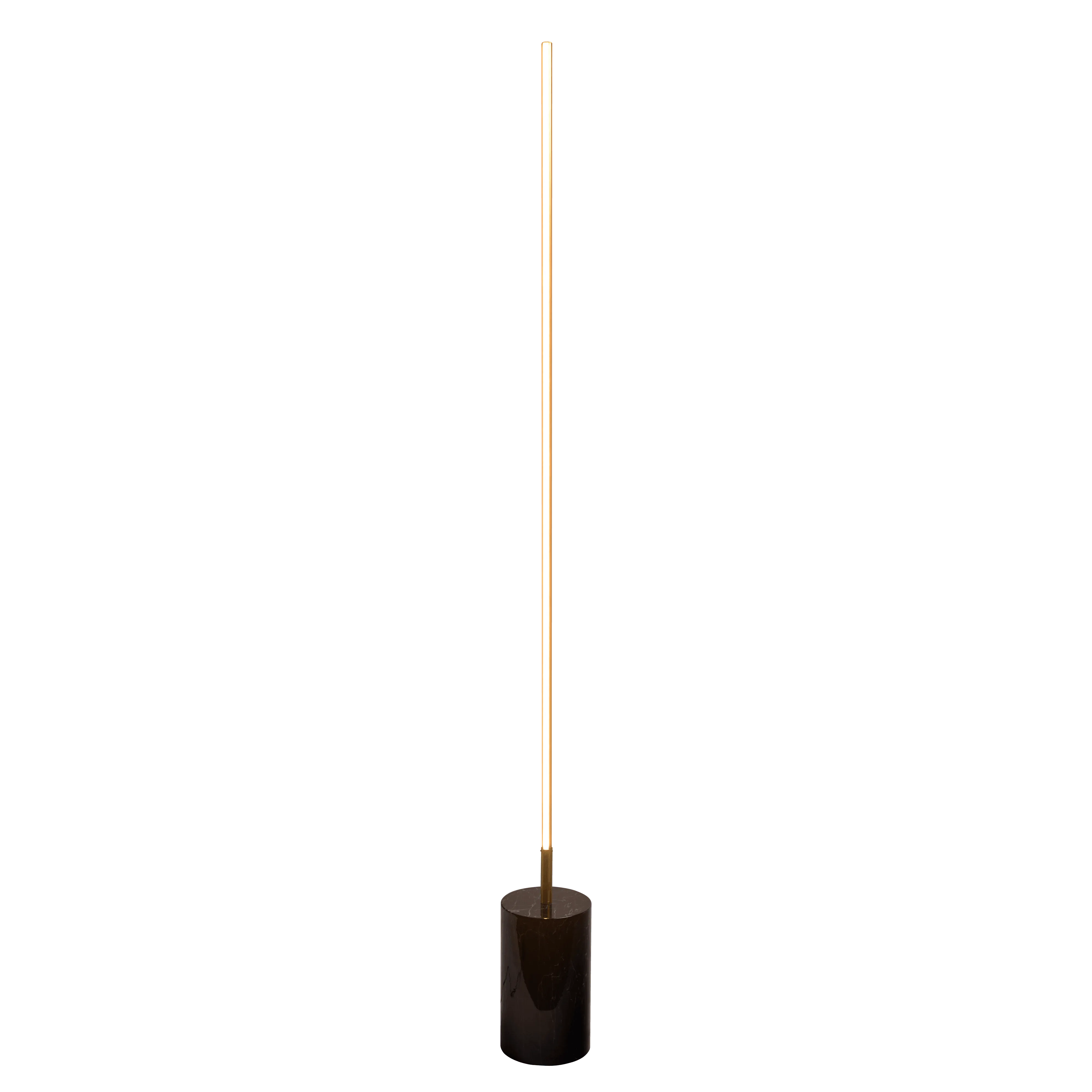 Prism Brassed Gold LED Floor Lamp with On/Off Switch Faux Marble Base - Image 3