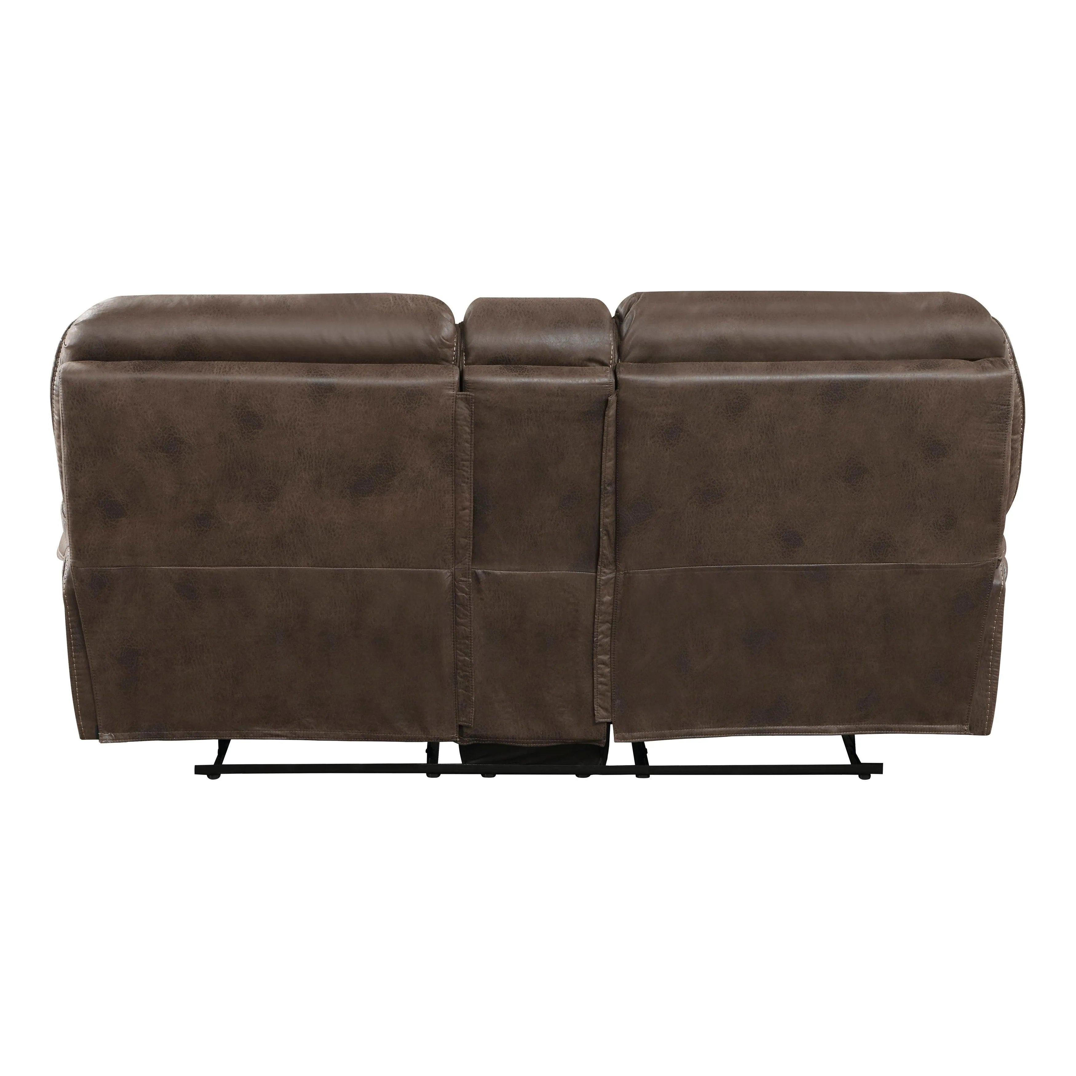 Proctor Brown Microfiber Double Reclining Loveseat with Center Console - Image 4