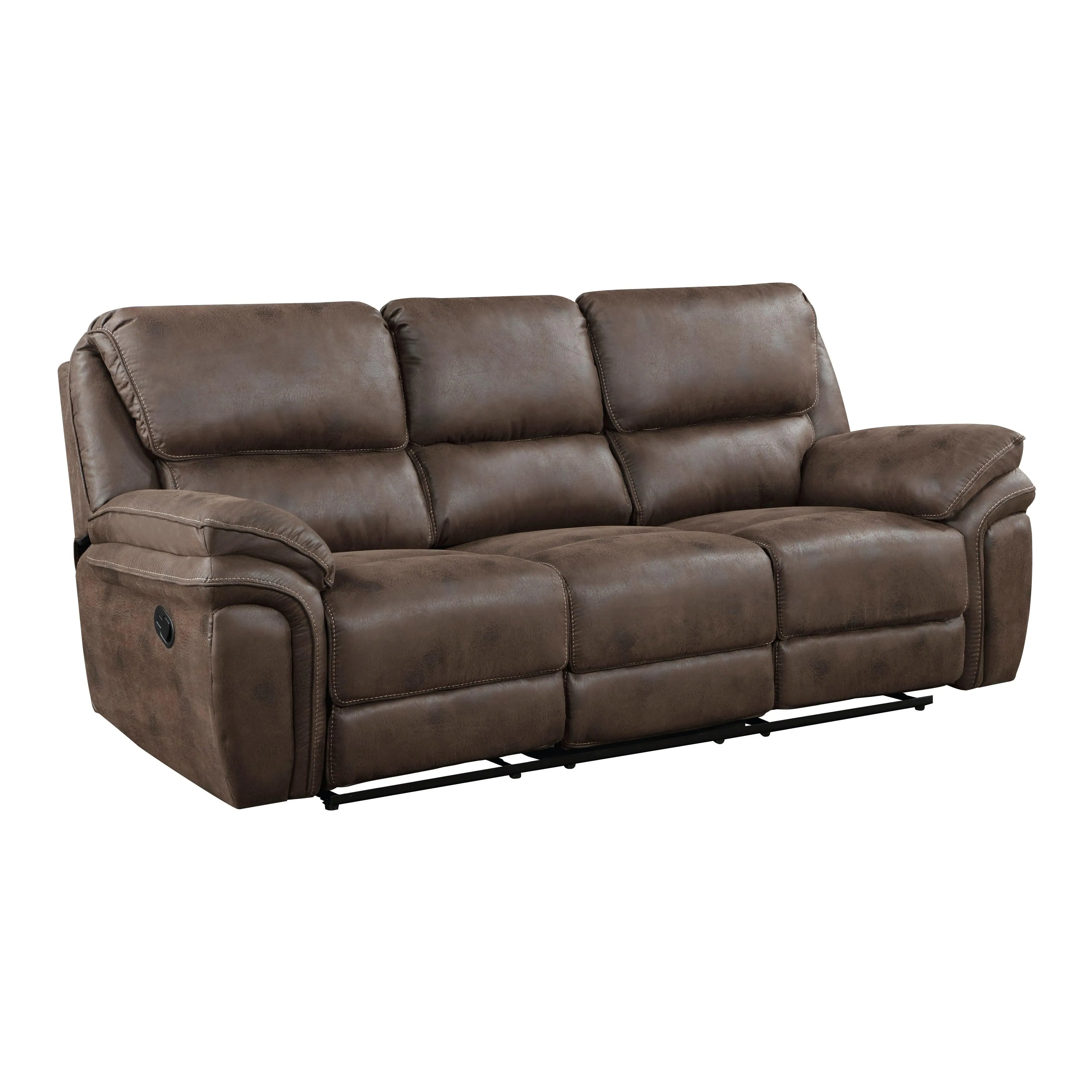 Proctor Brown Microfiber Double Reclining Sofa - Image 3