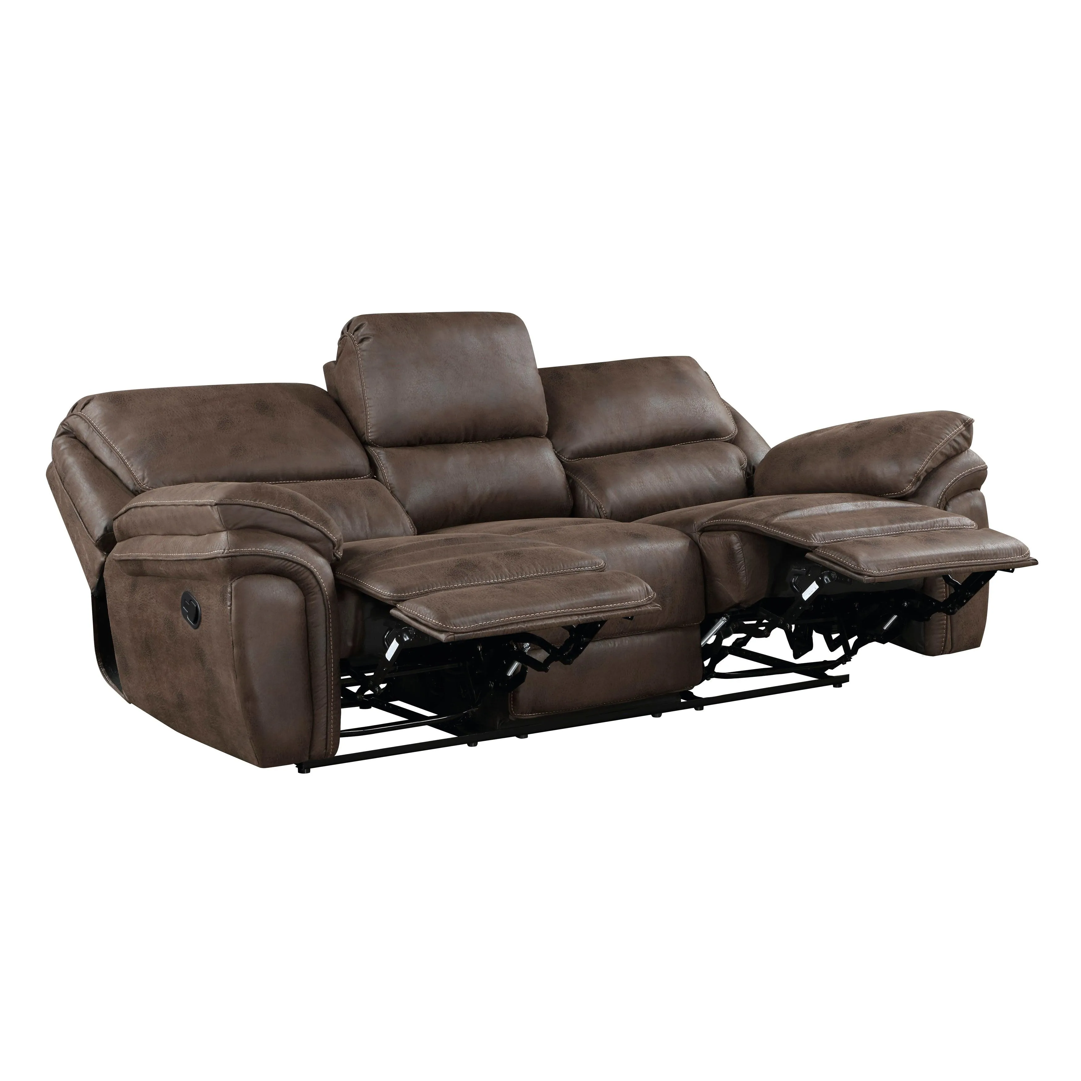 Proctor Brown Microfiber Double Reclining Sofa - Image 5