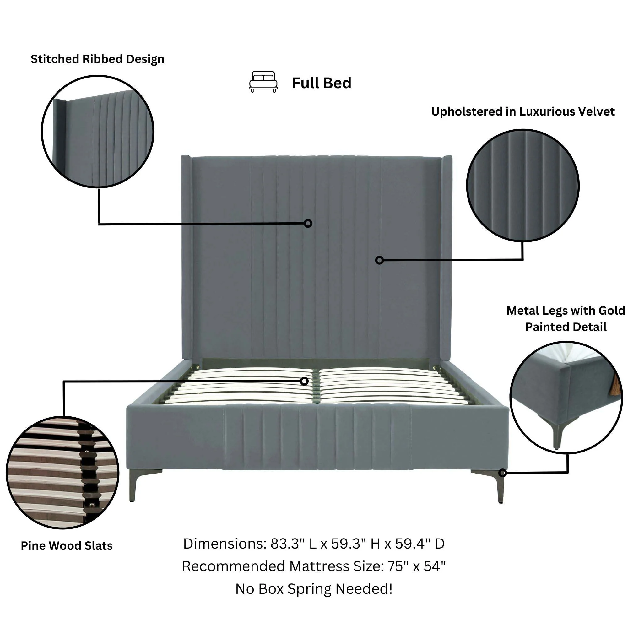 Promenade Full- Size Bed in Grey - Image 4