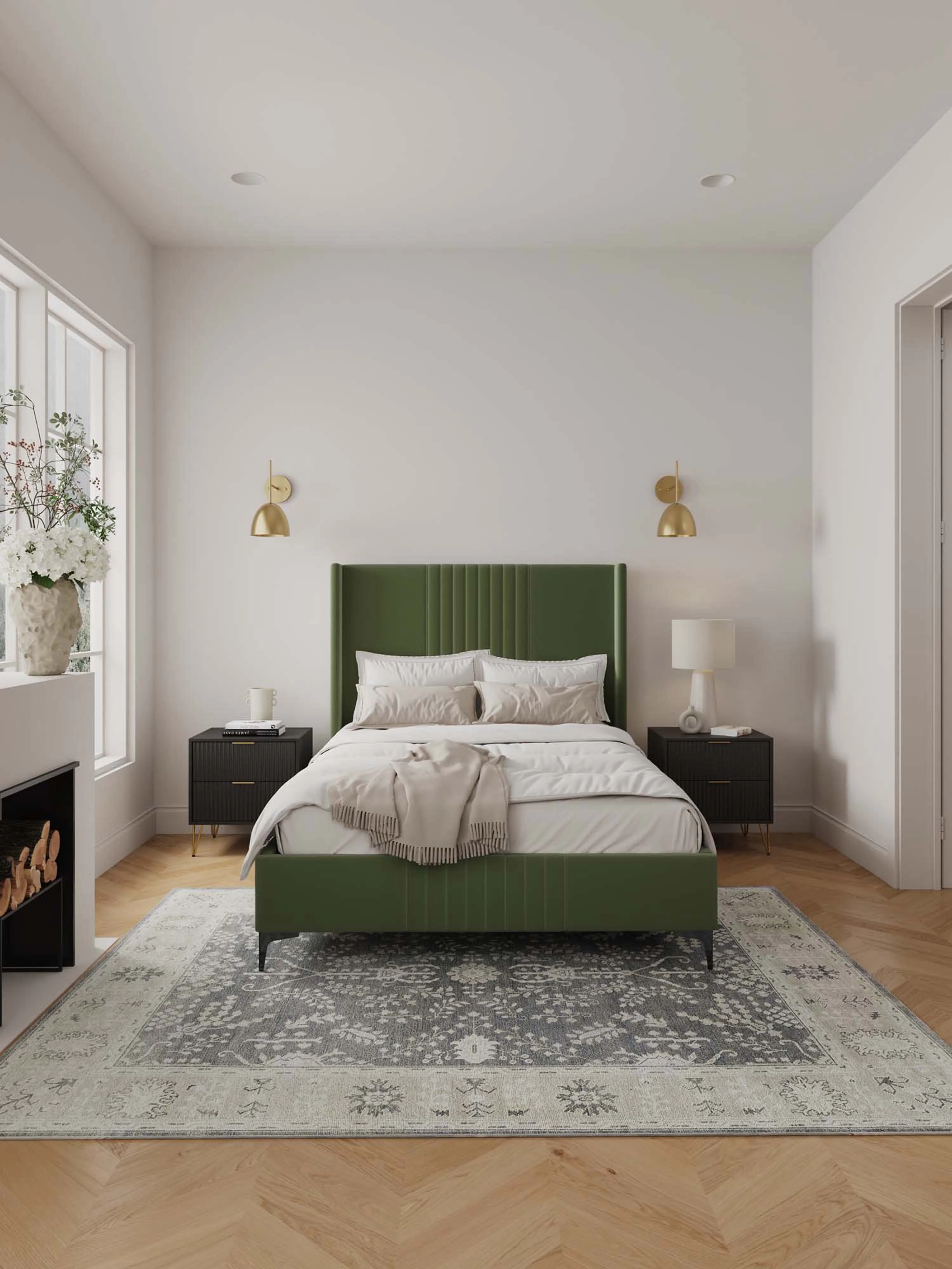 Promenade Full- Size Bed in Moss Green - Image 2