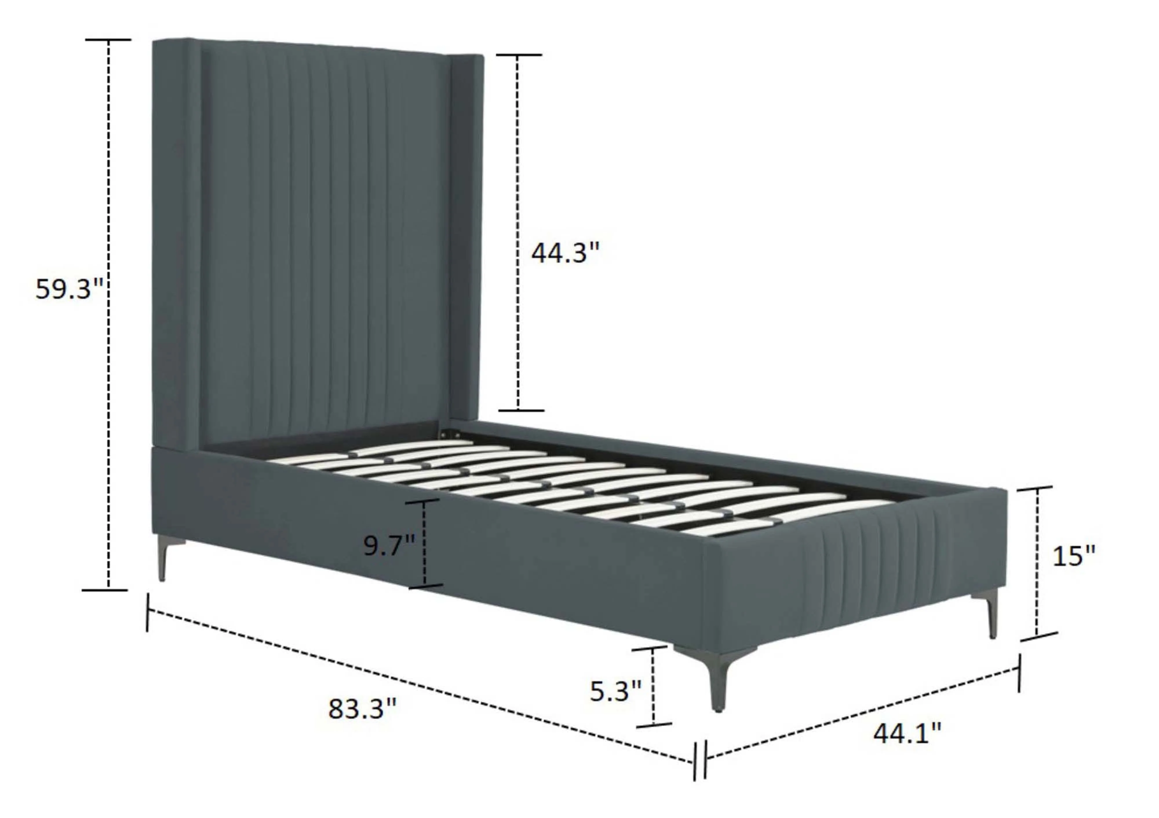 Promenade Twin-Size Bed in Grey - Image 3
