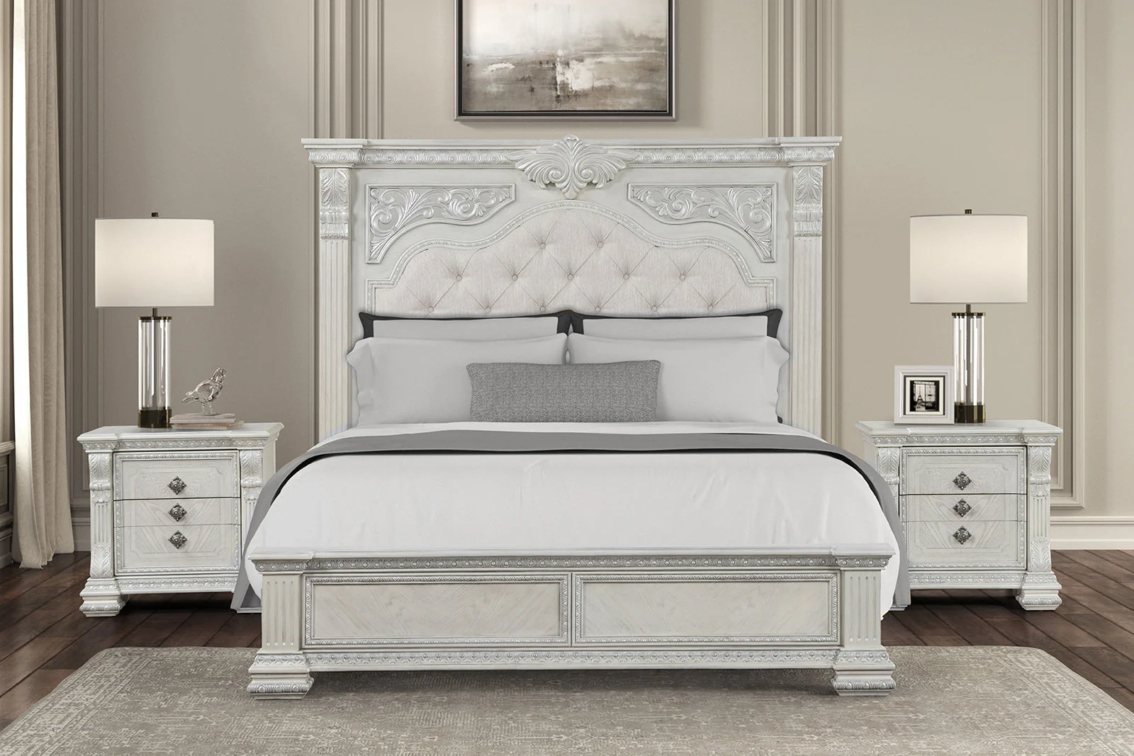 Promenade Wire Brushed White Queen Bed