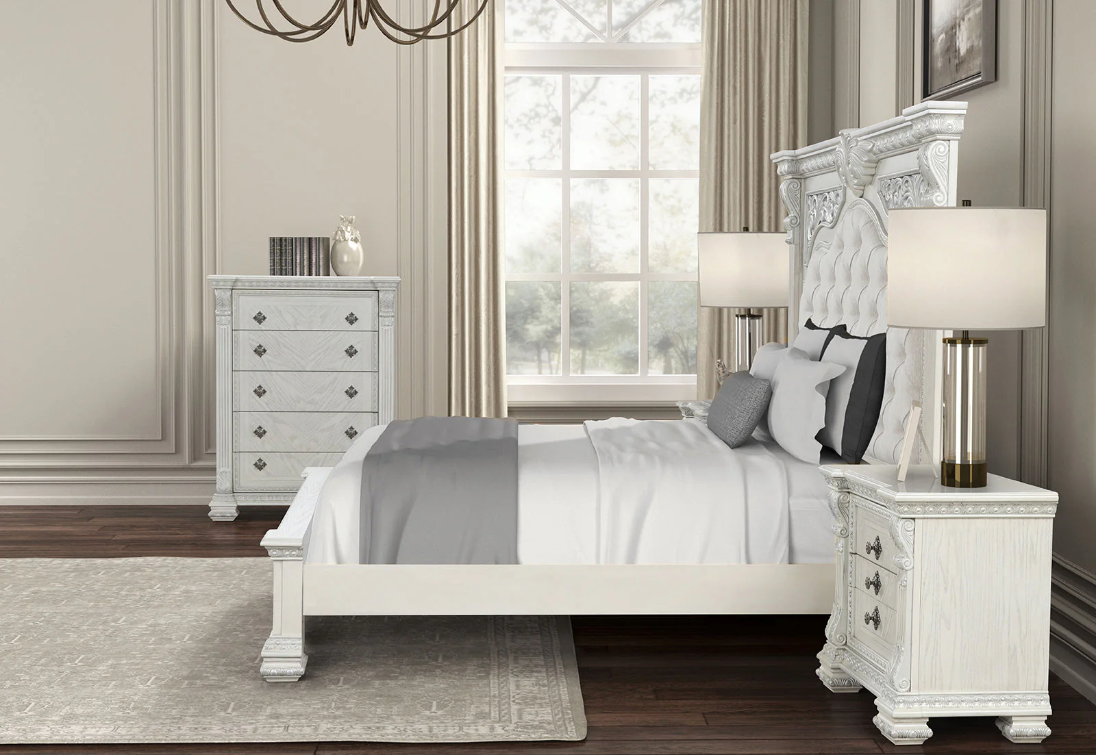 Promenade Wire Brushed White Queen Bed - Image 2