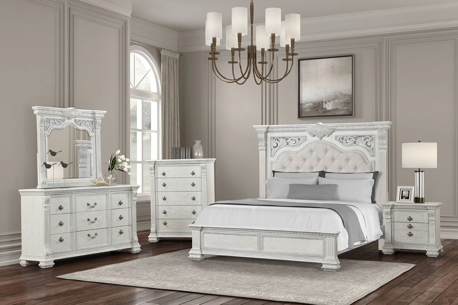 Promenade Wire Brushed White Queen Bed - Image 9