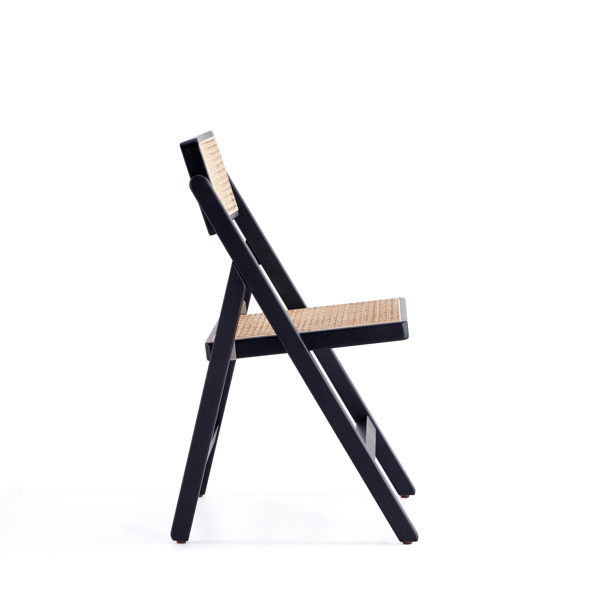 Pullman Folding Dining Chair in Black and Natural Cane (set of 2) - Image 6