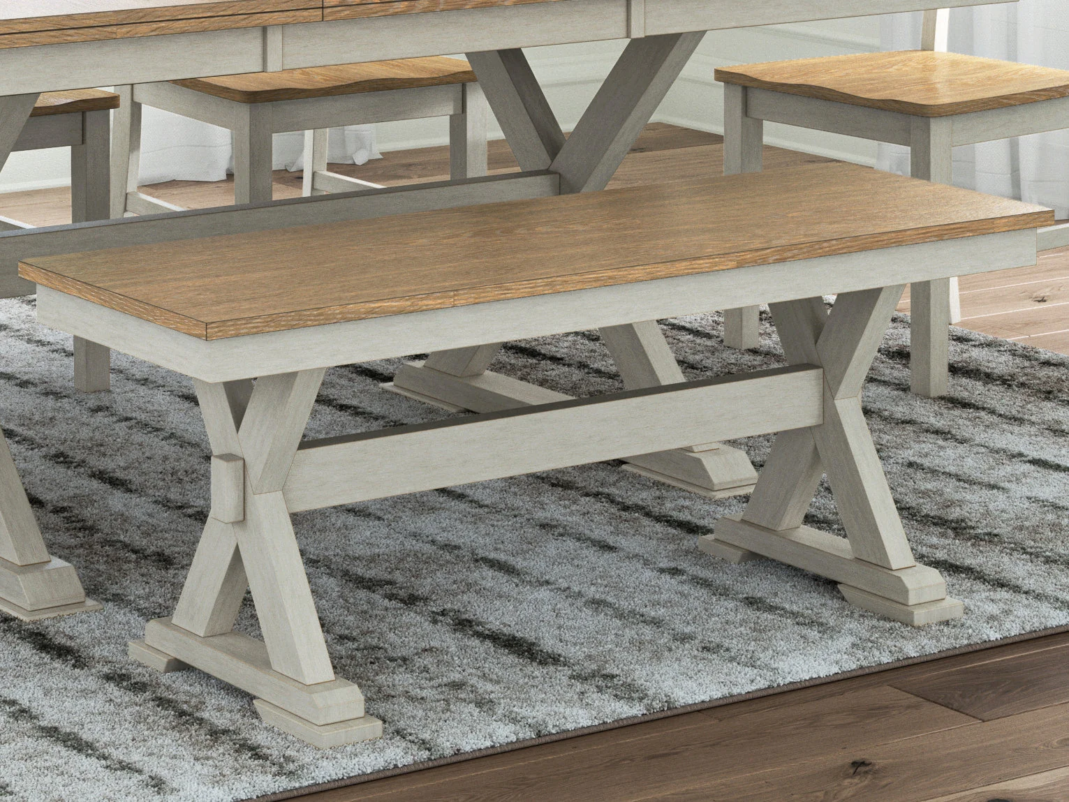 Purlaney Antique White/Natural 48" Dining Bench