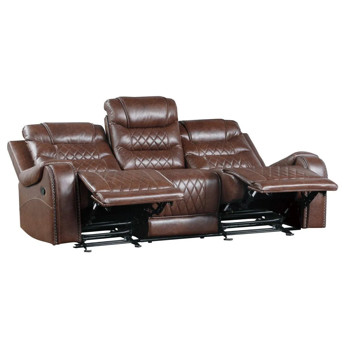 Putnam Brown Reclining Sofa With Drop Down Table - Image 2