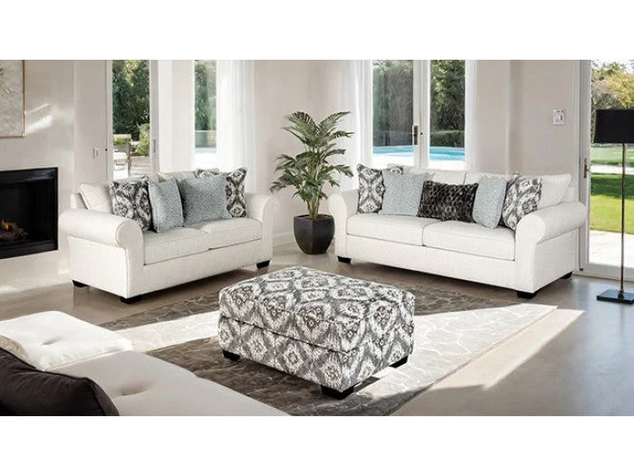 Queensbury White Upholstery Living Room Set
