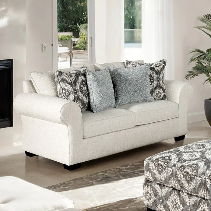 Queensbury White Upholstery Living Room Set - Image 3