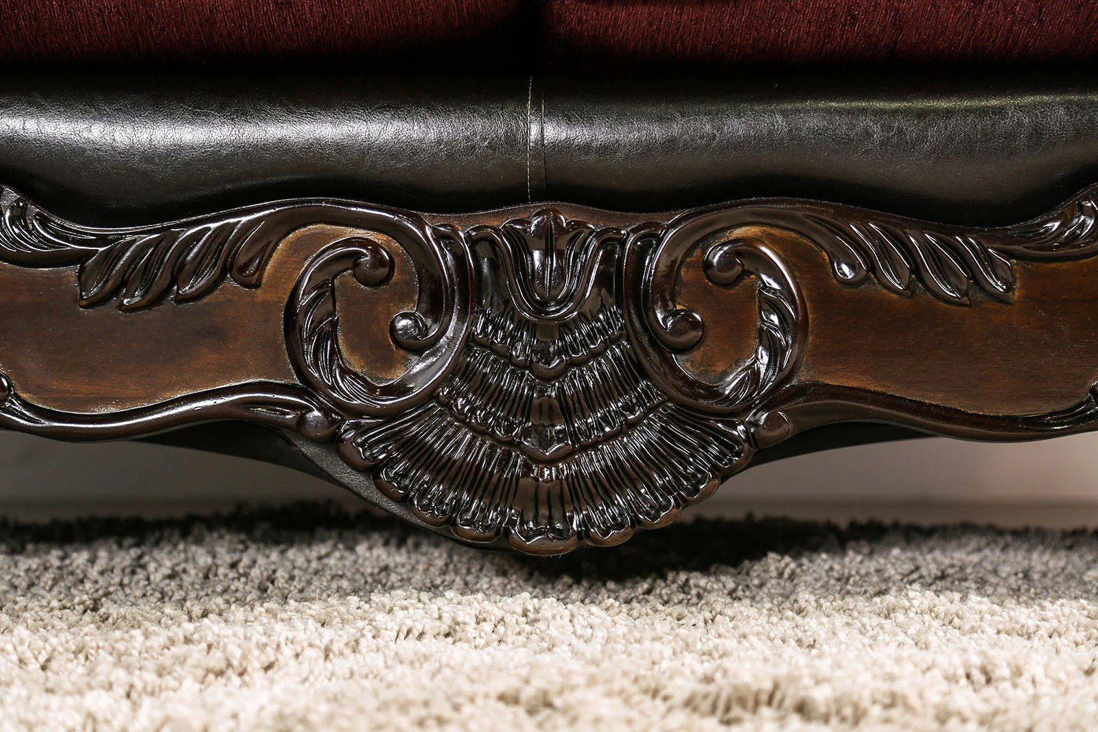 Quirino Burgundy/Dark Brown Sofa & Loveseat - Image 5