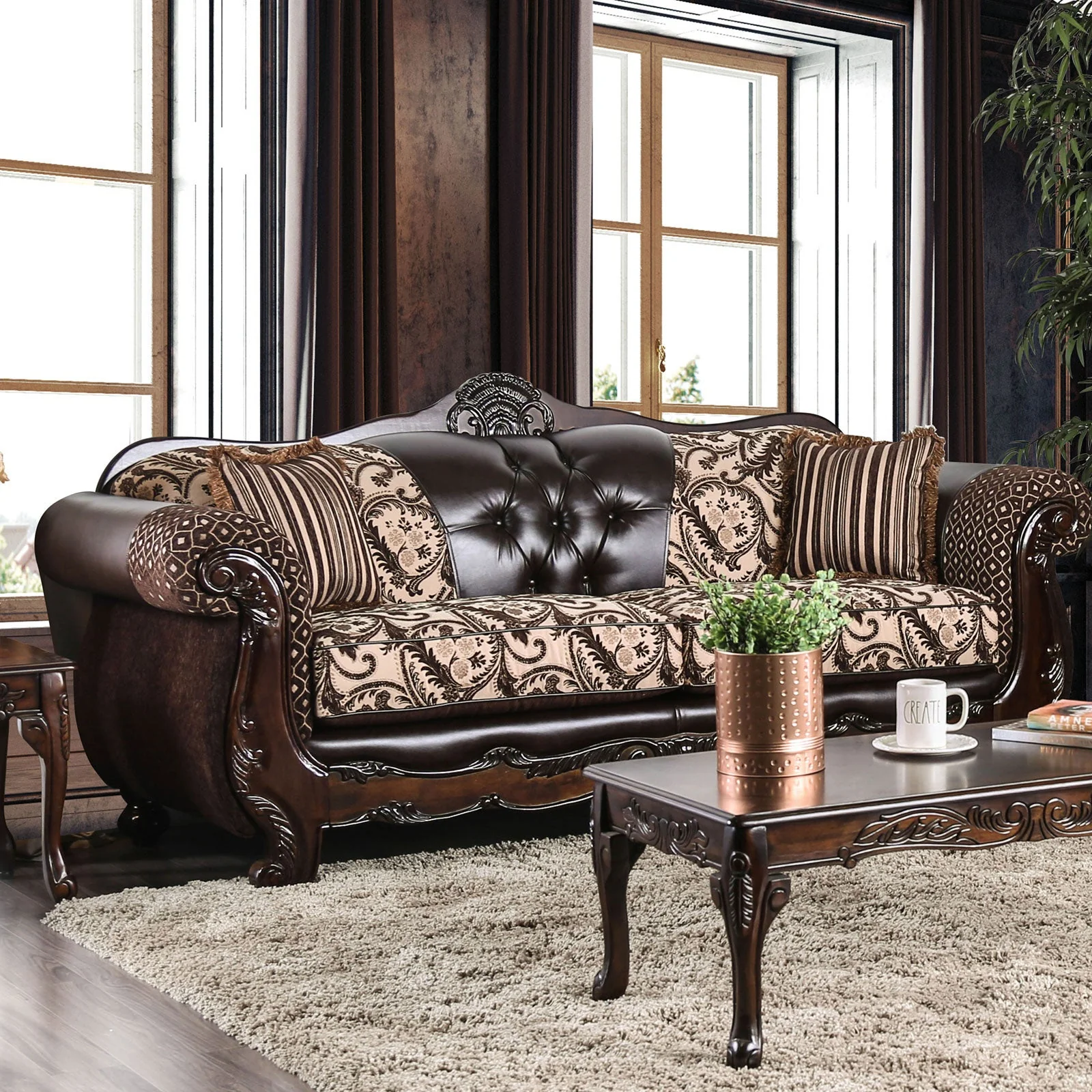 Quirino Light Brown/Dark Brown Sofa & Loveseat - Image 3