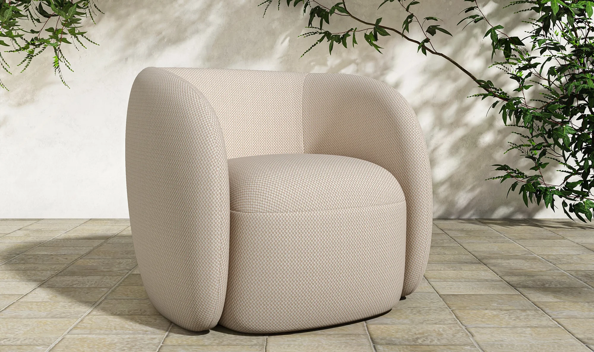 Rae Outdoor Accent Chair Beige Check - Image 5
