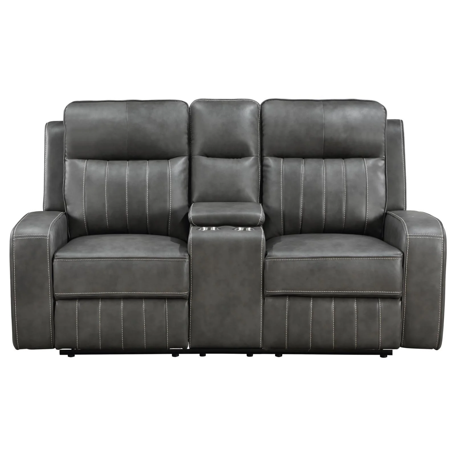 Raelynn Grey Upholstered Motion Reclining Loveseat - Image 3