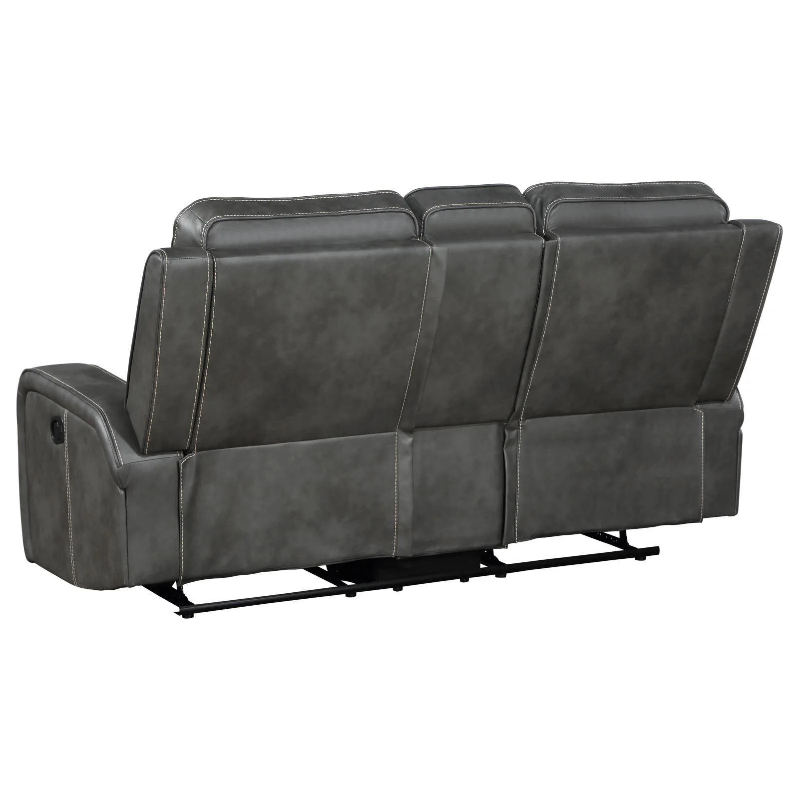 Raelynn Grey Upholstered Motion Reclining Loveseat - Image 7