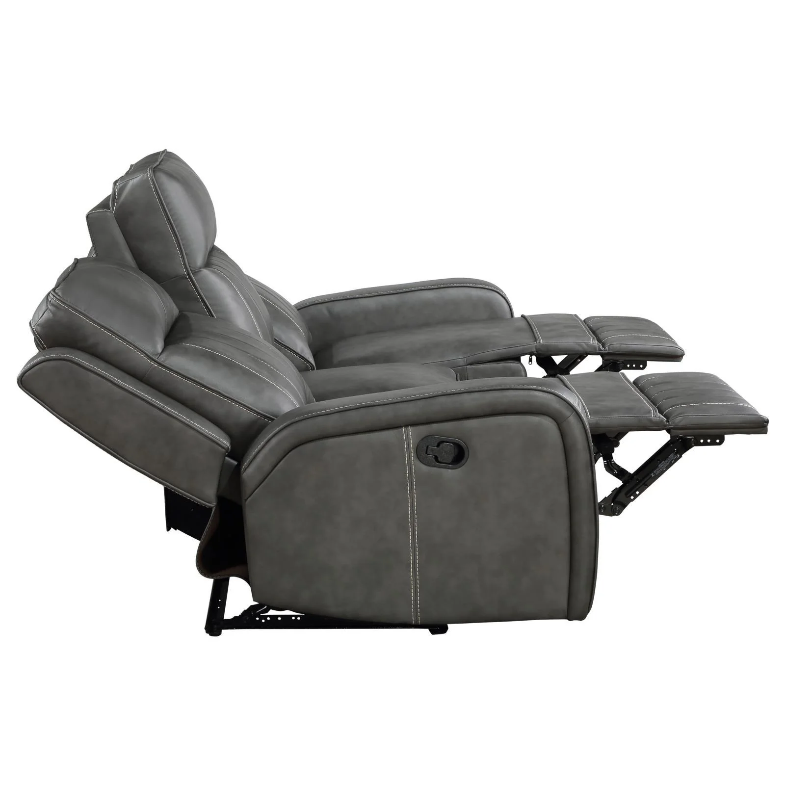 Raelynn Grey Upholstered Motion Reclining Sofa - Image 7