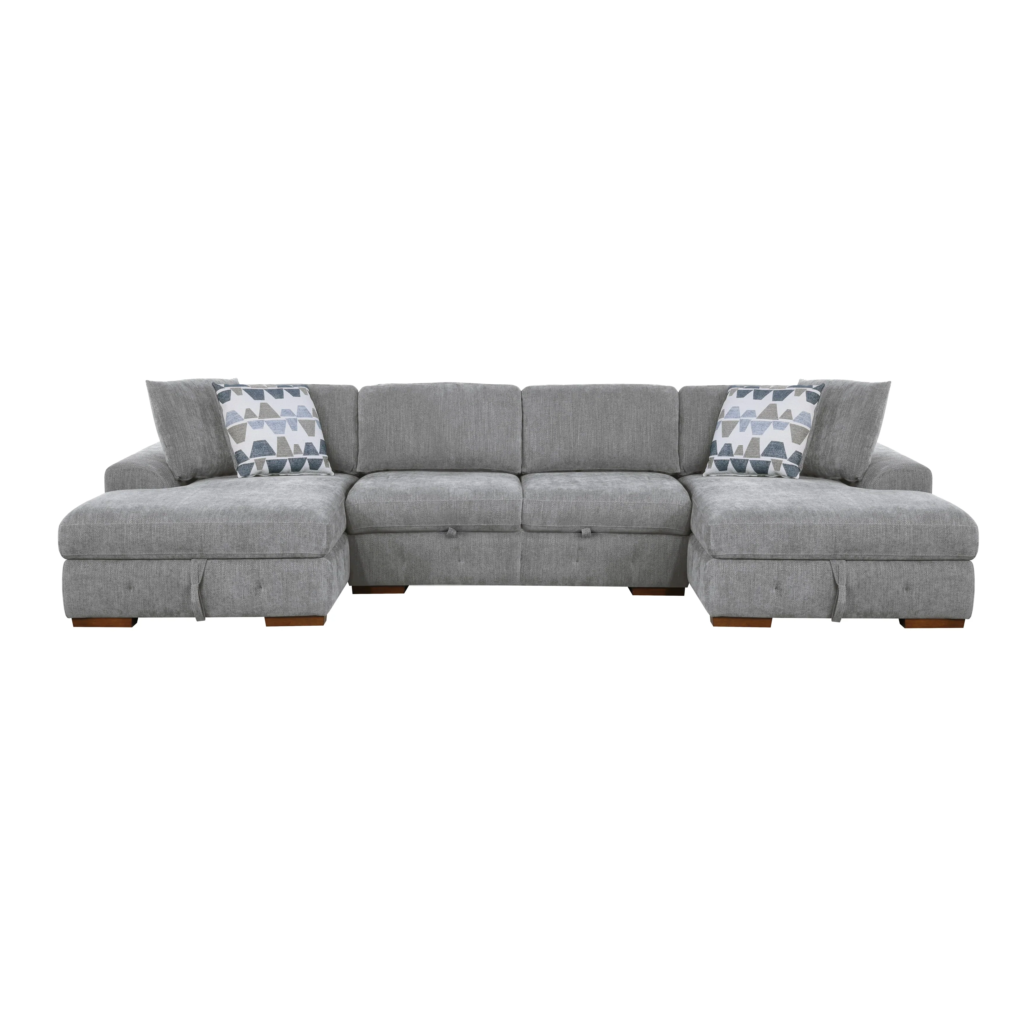 Raife Gray 3-Piece Sectional with Left and Right Chaise