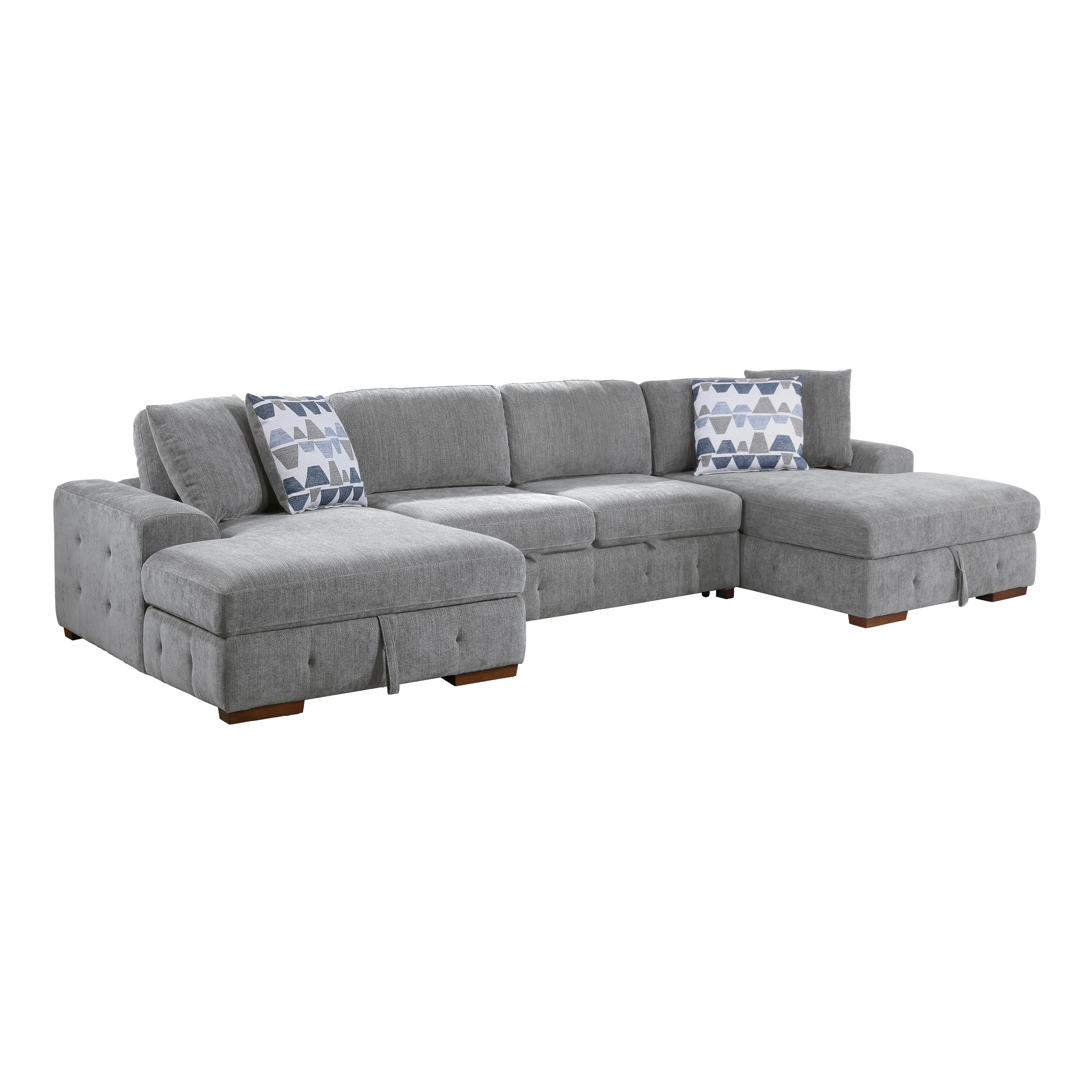 Raife Gray 3-Piece Sectional with Left and Right Chaise - Image 2