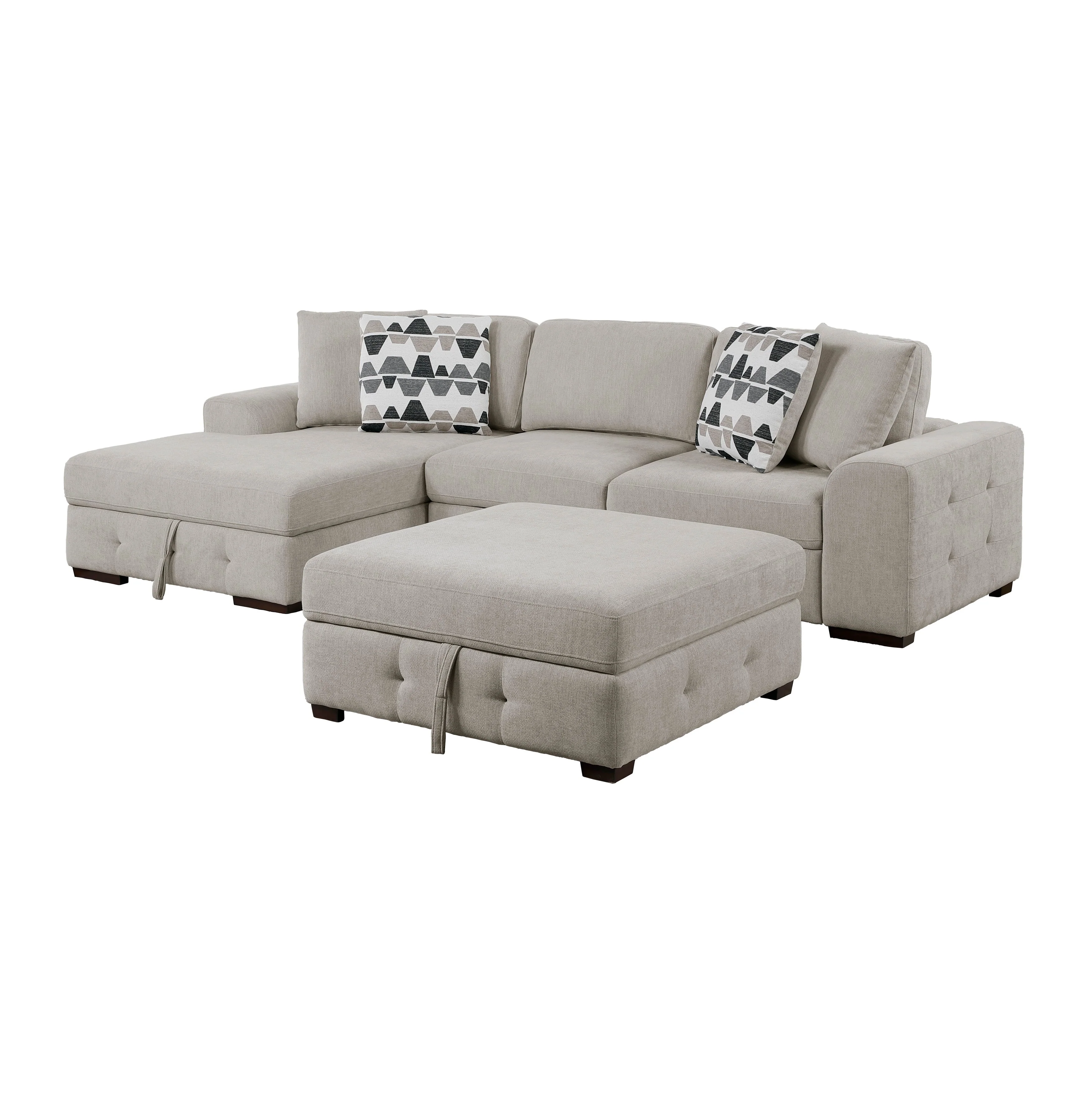 Raife Taupe 3-Piece Sectional with Left Chaise and Ottoman - Image 2