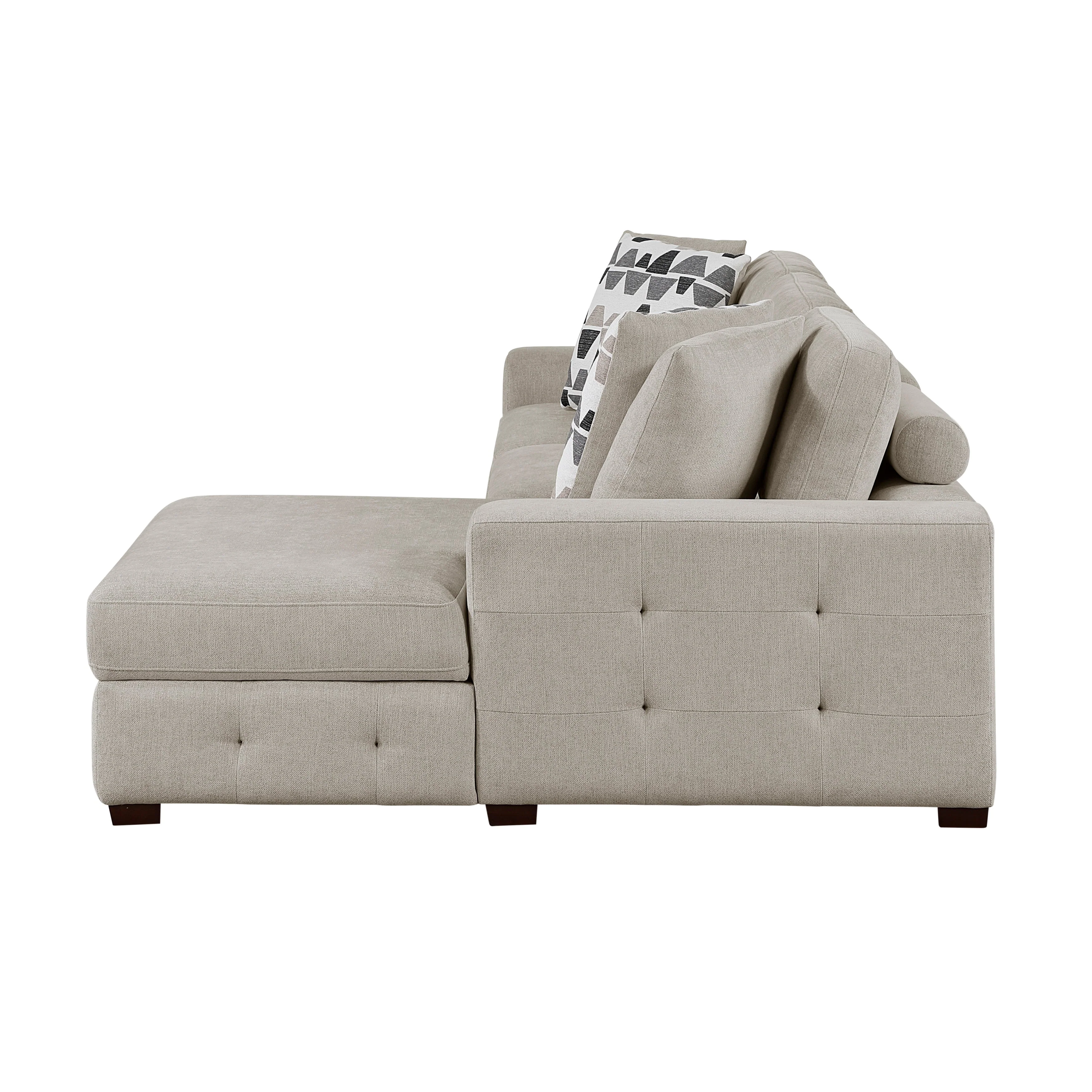 Raife Taupe 3-Piece Sectional with Right Chaise and Ottoman - Image 7