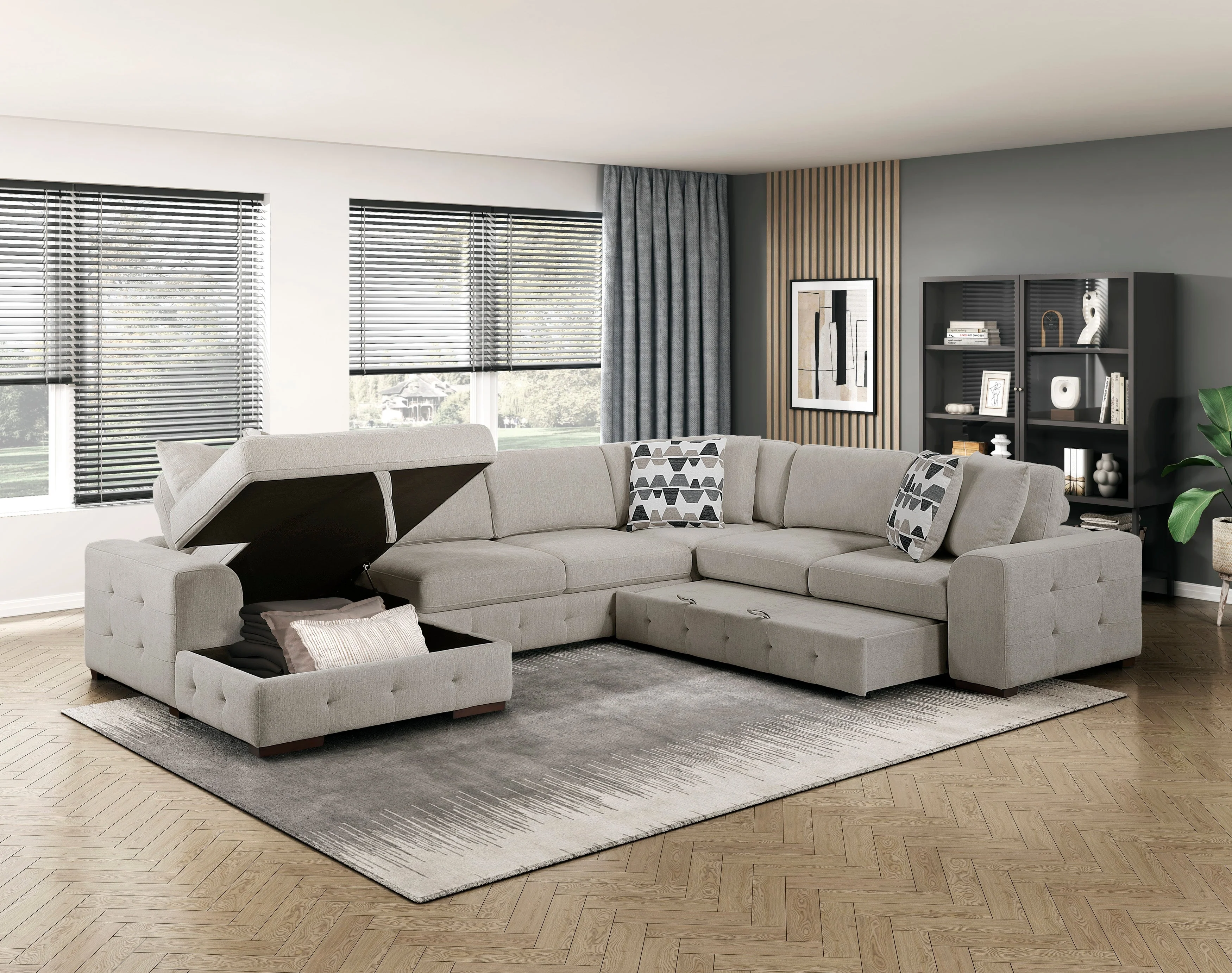 Raife Taupe 4-Piece Sectional with Left Chaise - Image 3