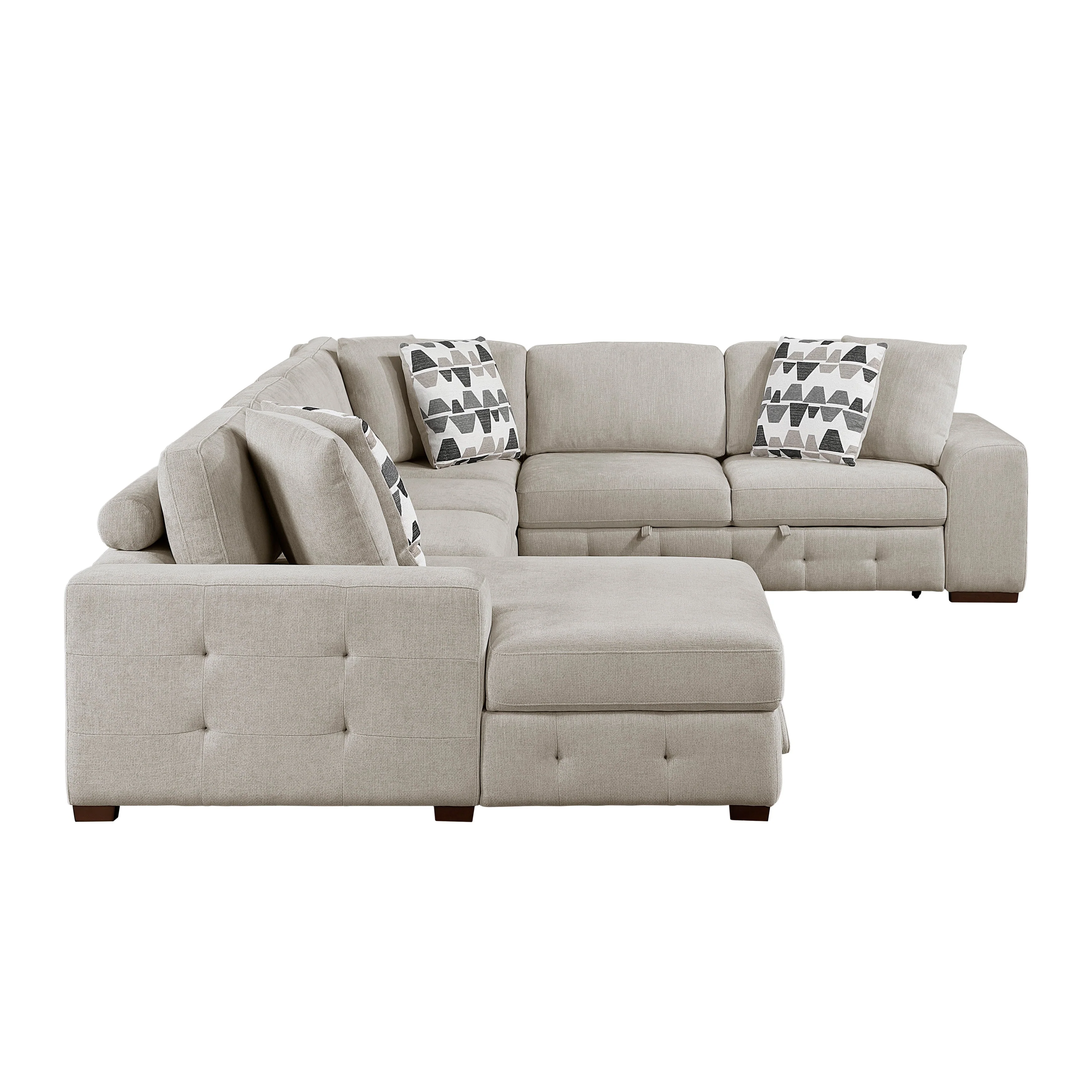 Raife Taupe 5-Piece Sectional with Left Chaise and Ottoman - Image 6