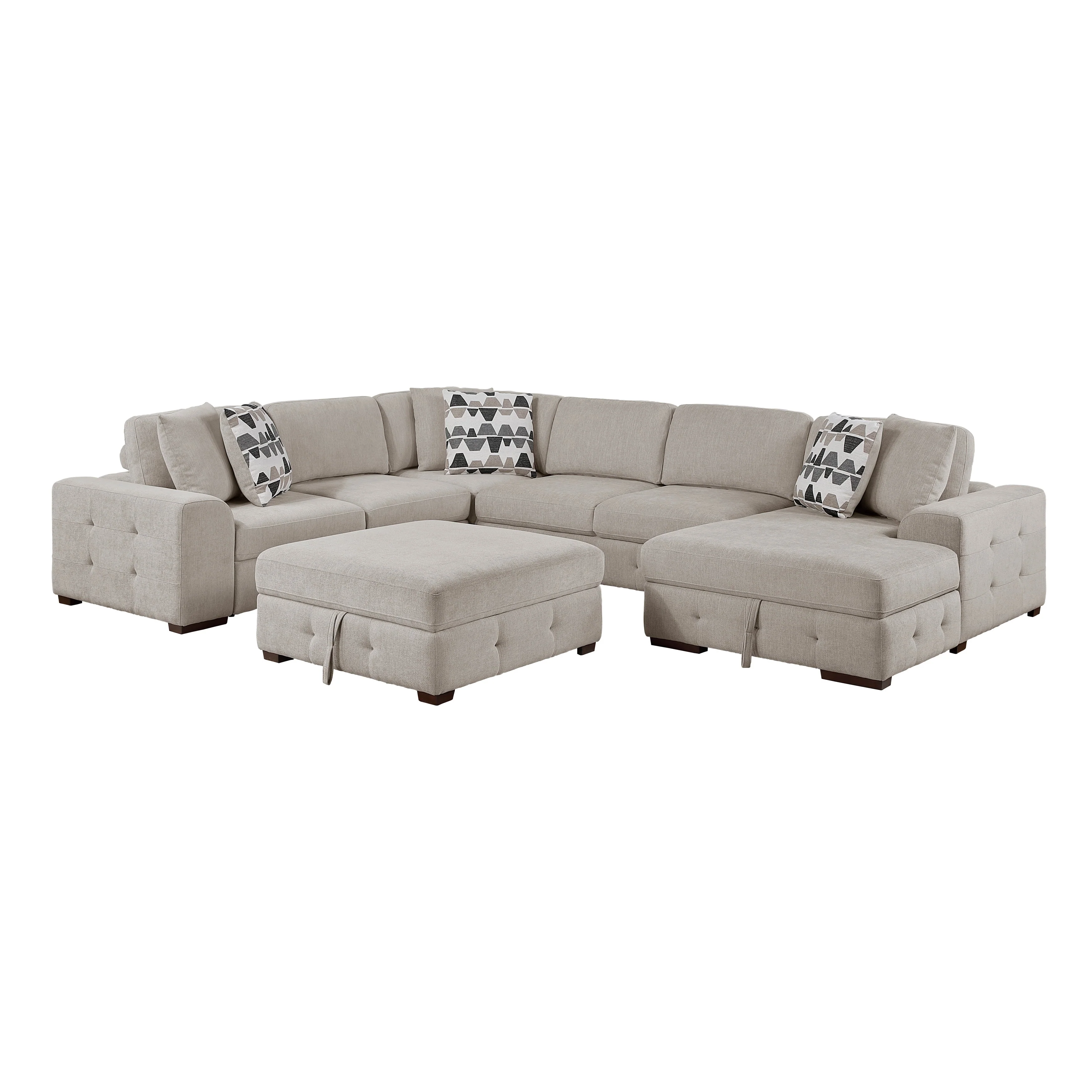 Raife Taupe 5-Piece Sectional with Right Chaise and Ottoman - Image 2