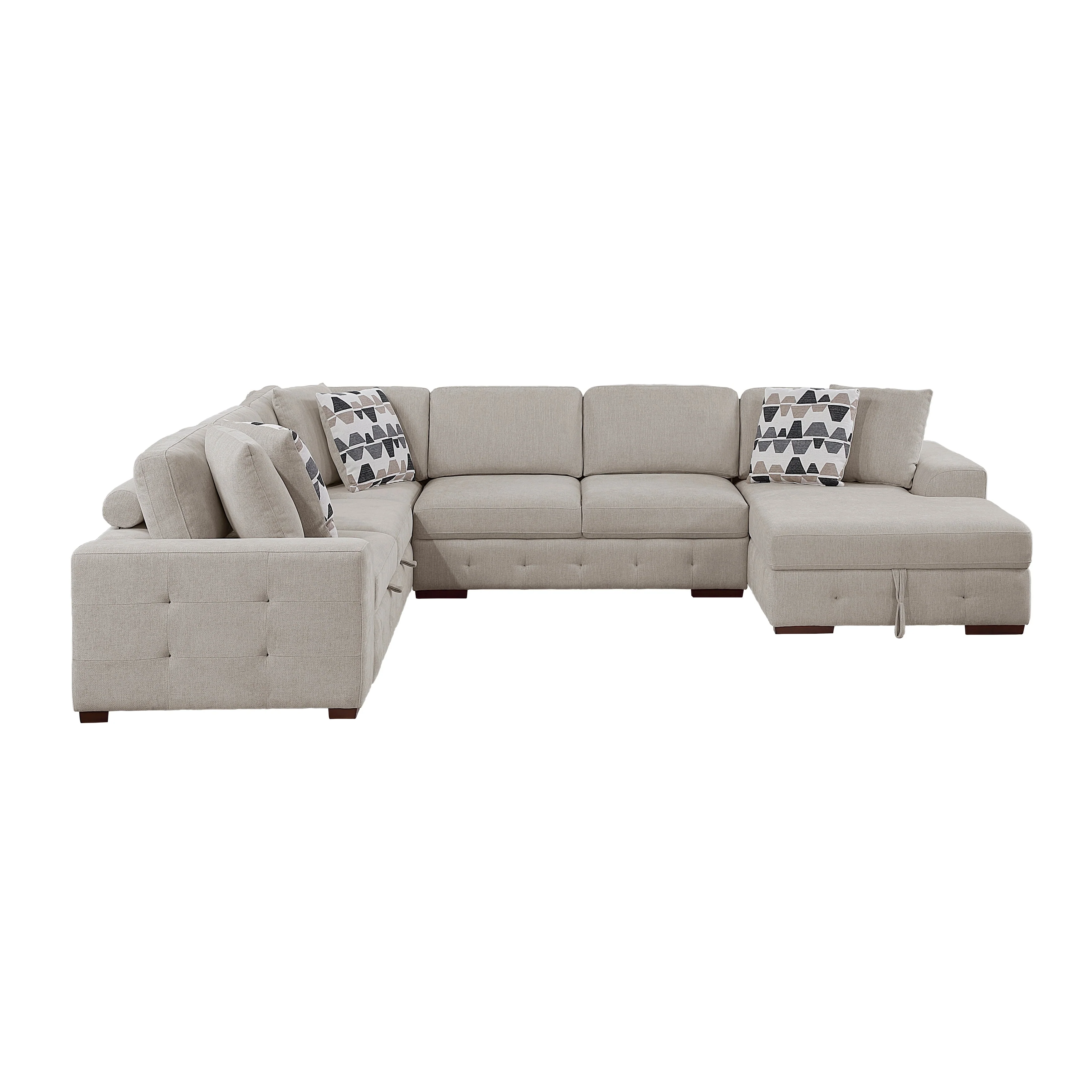 Raife Taupe 5-Piece Sectional with Right Chaise and Ottoman - Image 5