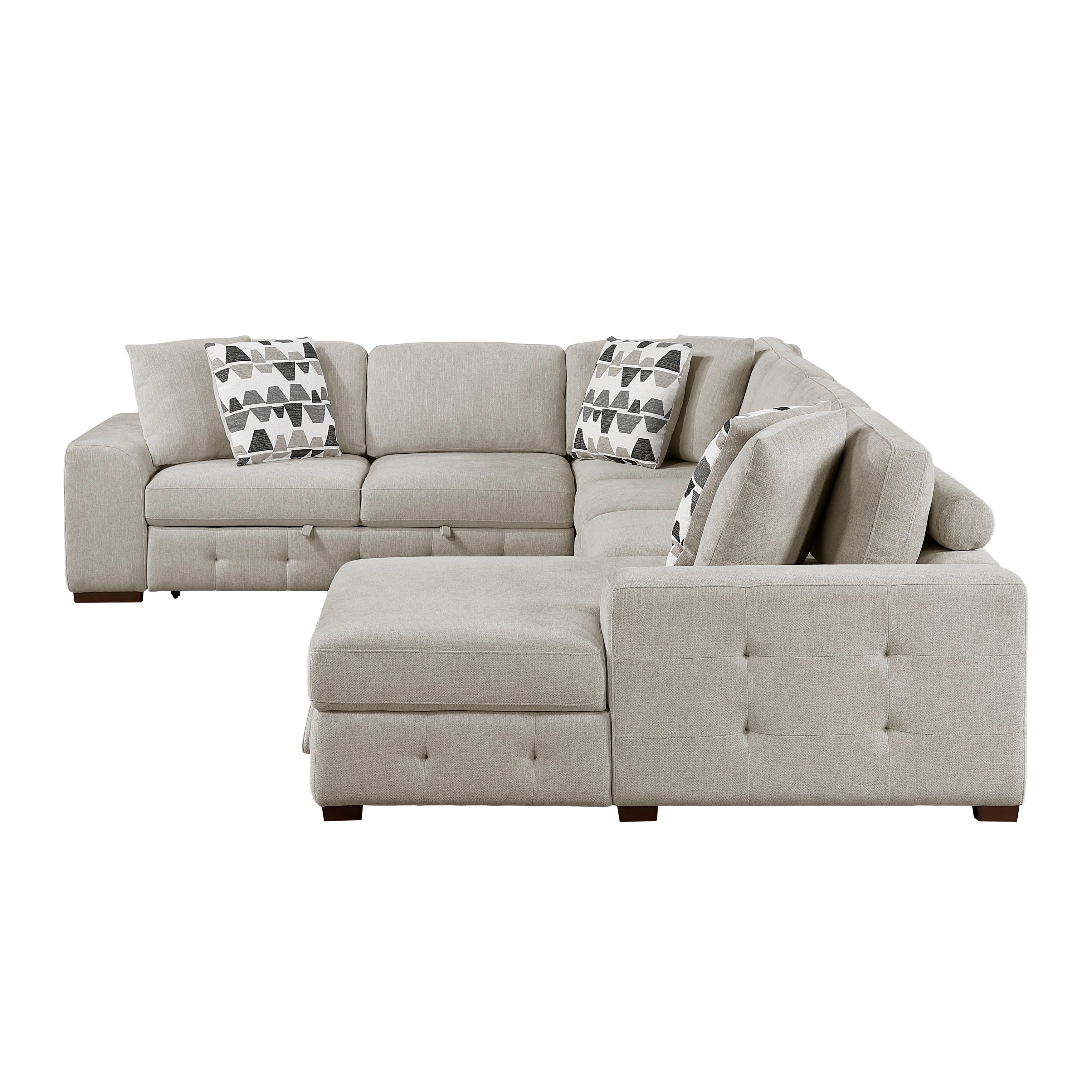 Raife Taupe 5-Piece Sectional with Right Chaise and Ottoman - Image 6
