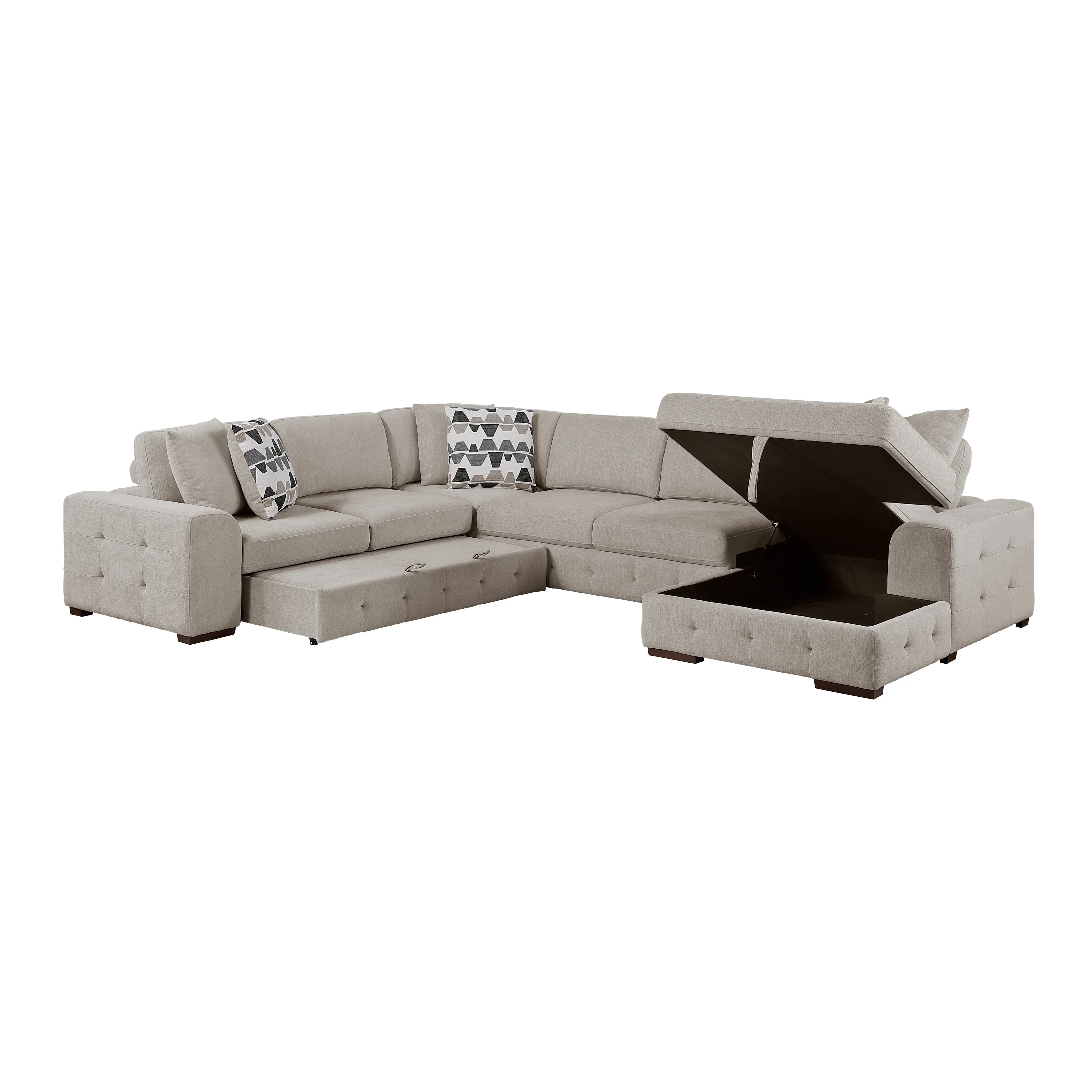 Raife Taupe 5-Piece Sectional with Right Chaise and Ottoman - Image 8