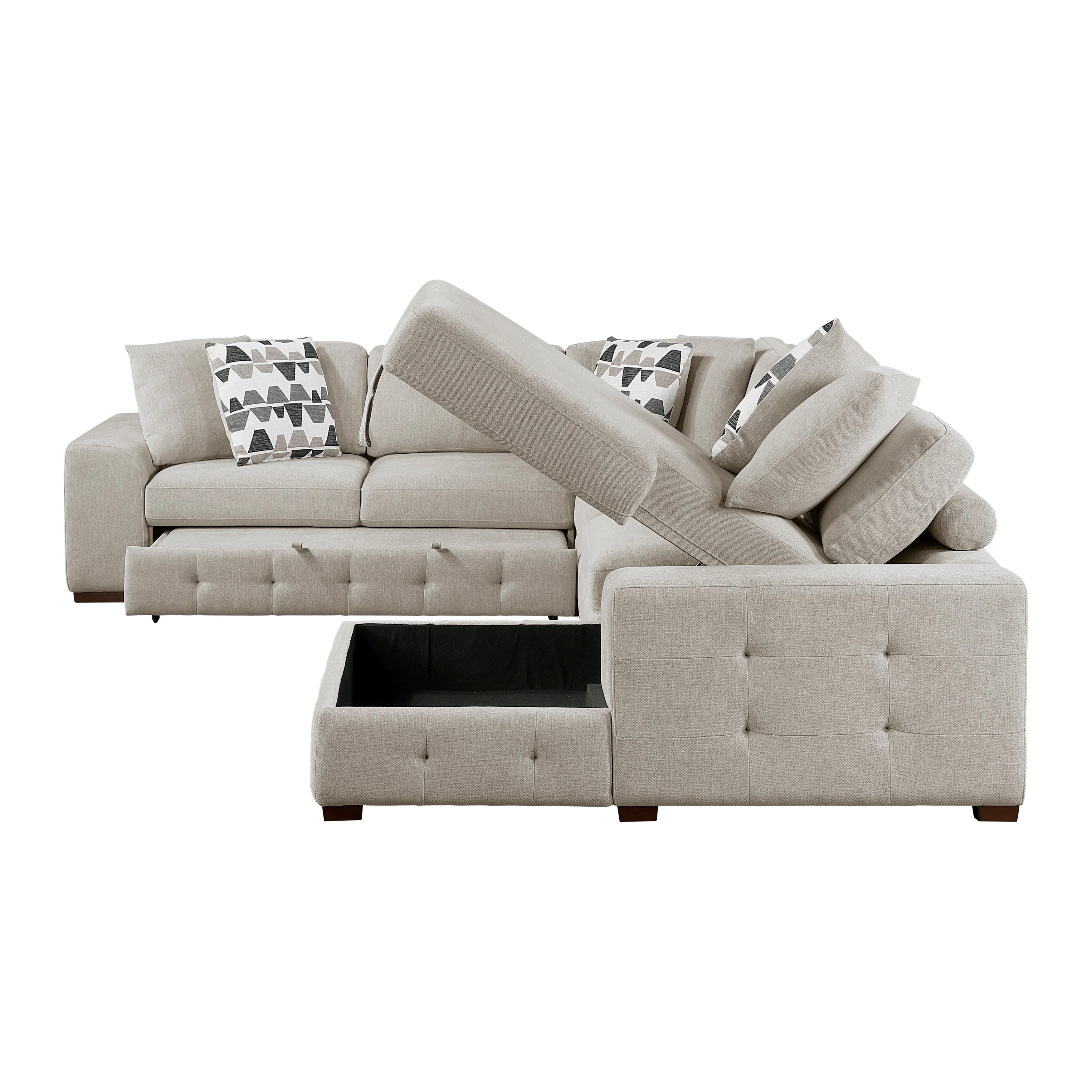 Raife Taupe 5-Piece Sectional with Right Chaise and Ottoman - Image 9