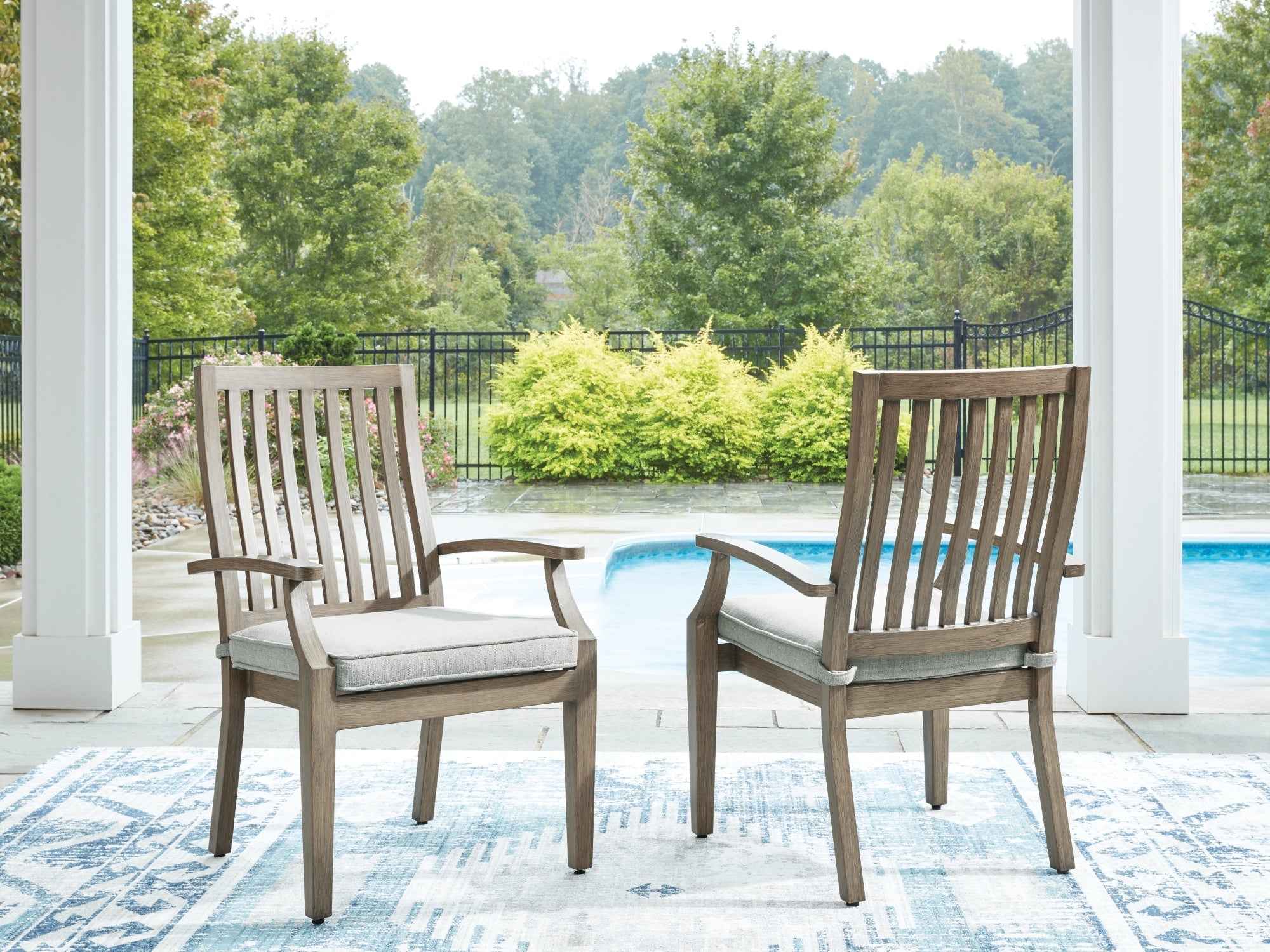Rainier Ranch Brown/Beige Outdoor Arm Chair with Cushion (Set of 2) - Image 8
