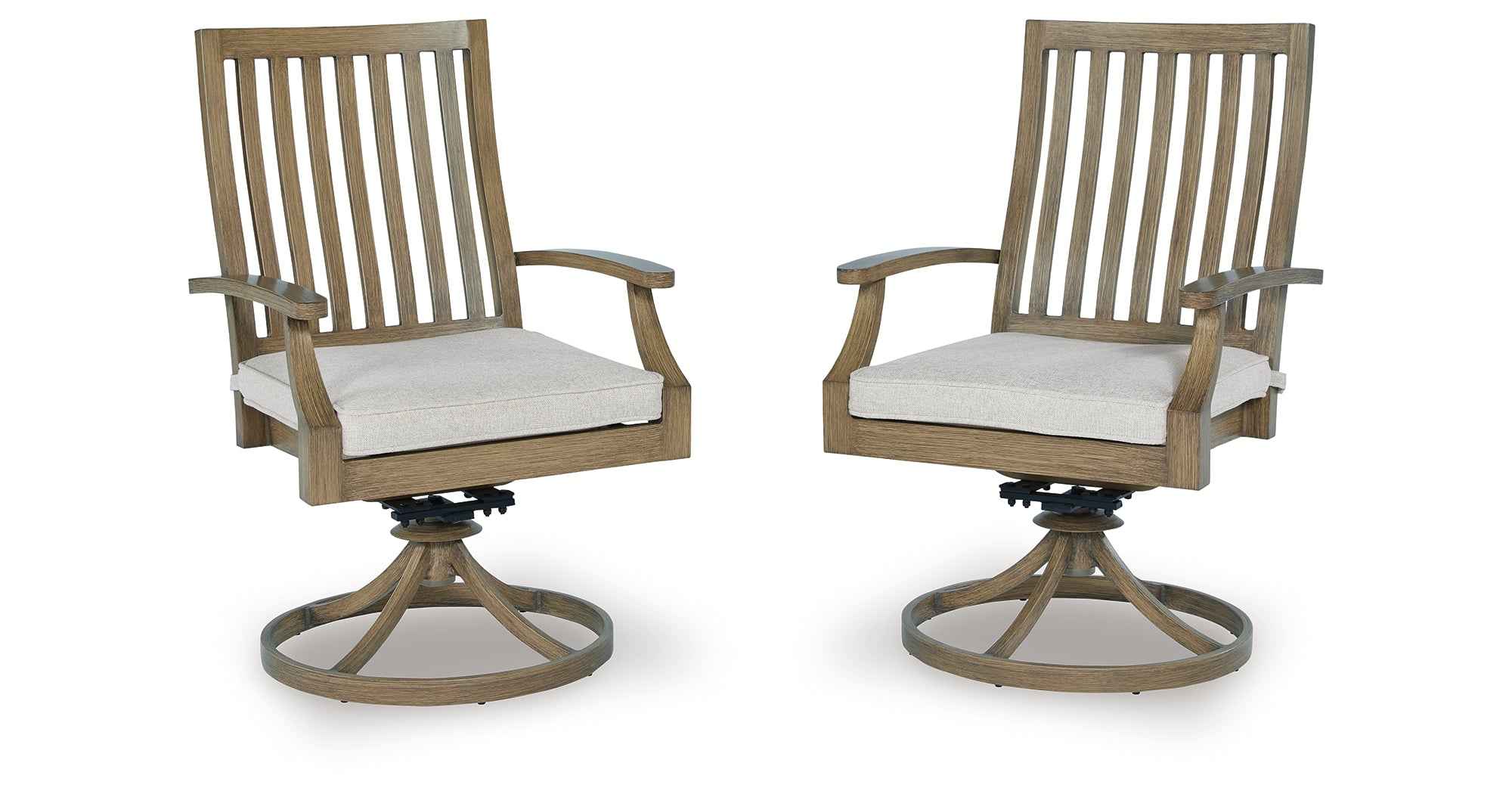 Rainier Ranch Brown/Beige Outdoor Swivel Chair with Cushion (Set of 2) - Image 9