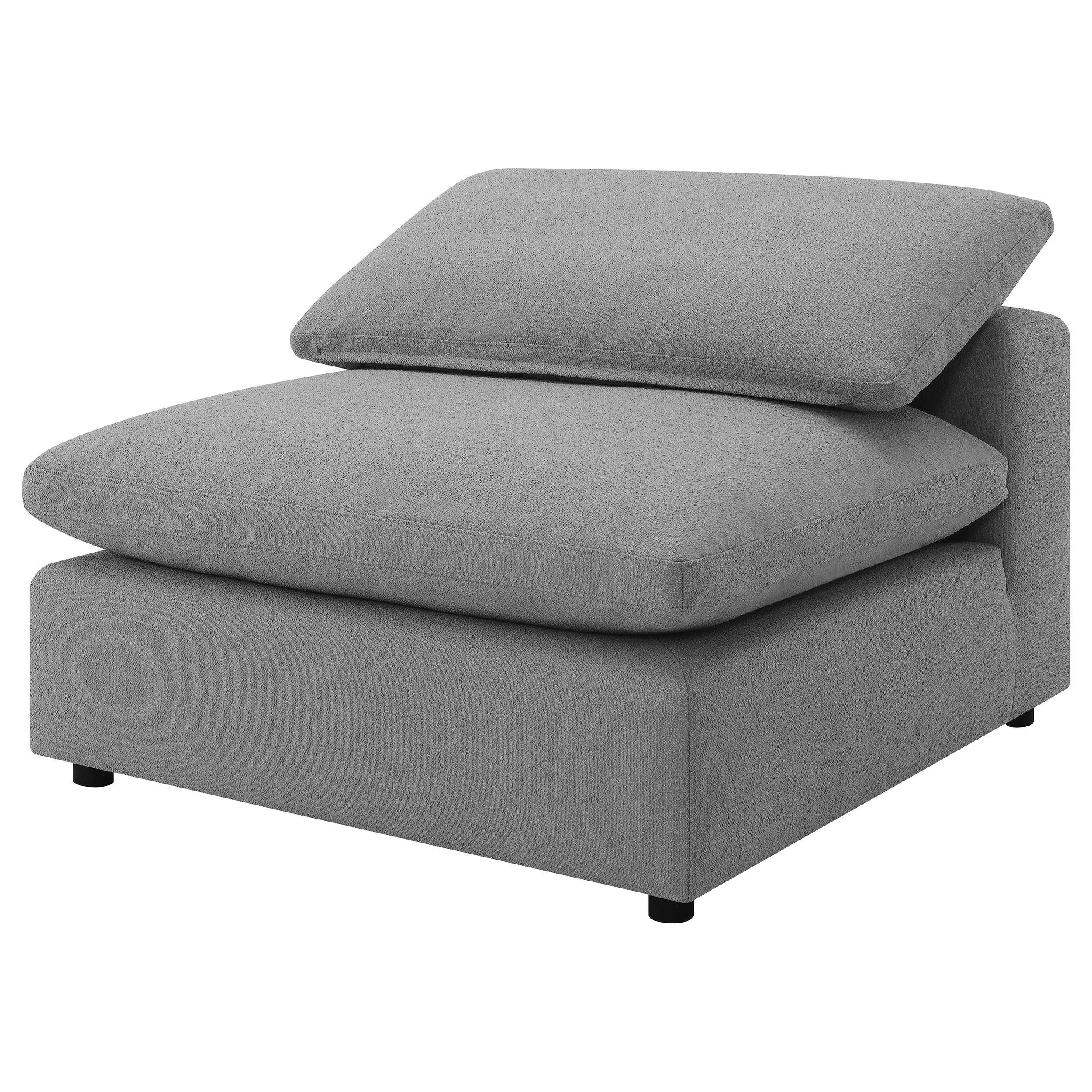 Raleigh Grey Boucle Upholstered Armless Chair - Image 3