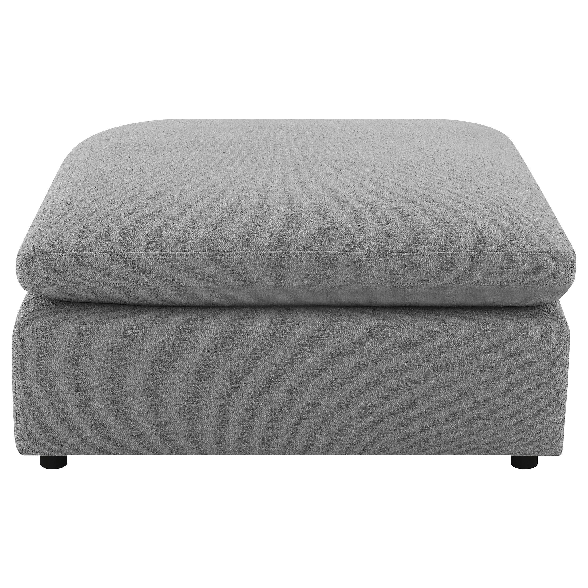 Raleigh Grey Boucle Upholstered Ottoman - Image 2