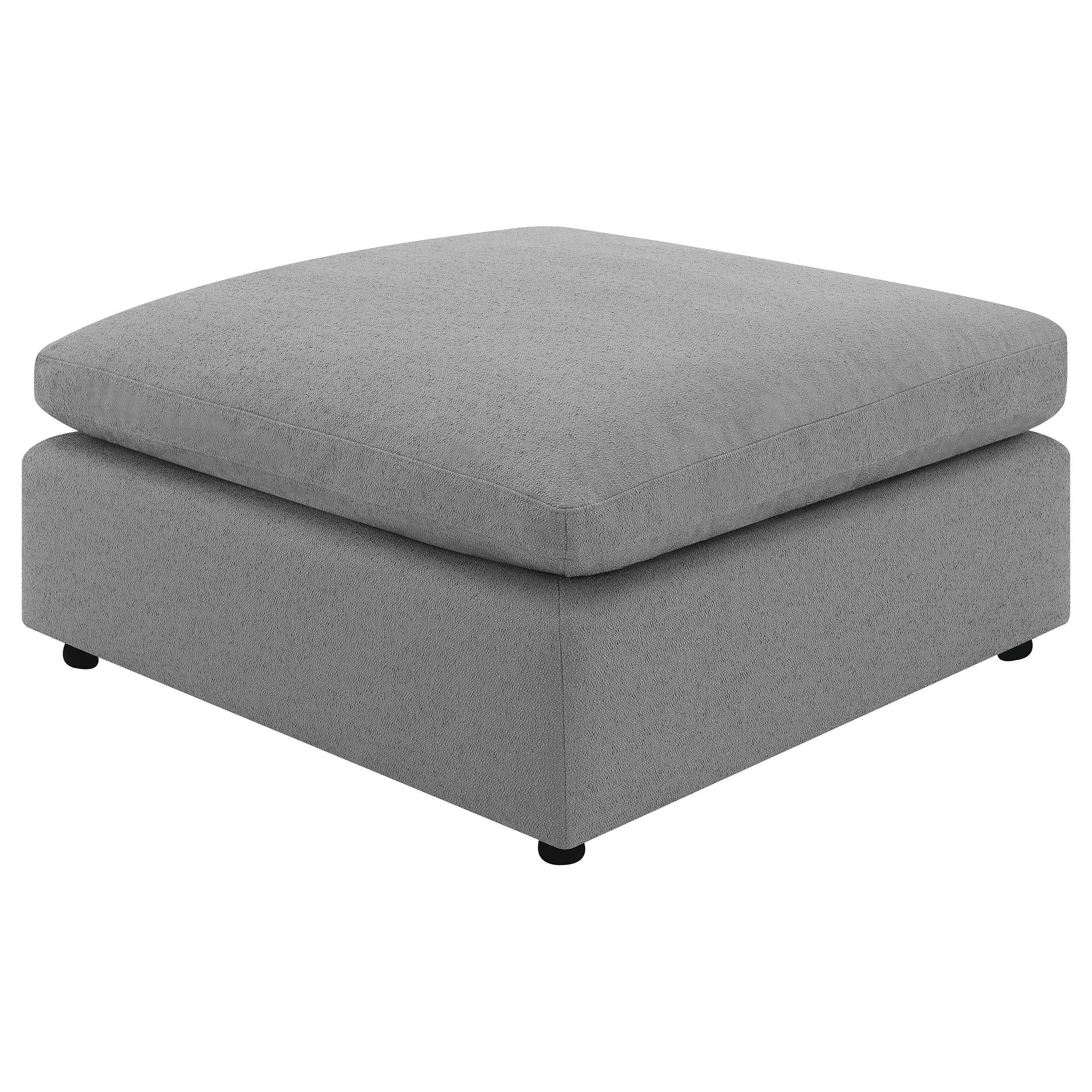 Raleigh Grey Boucle Upholstered Ottoman - Image 3