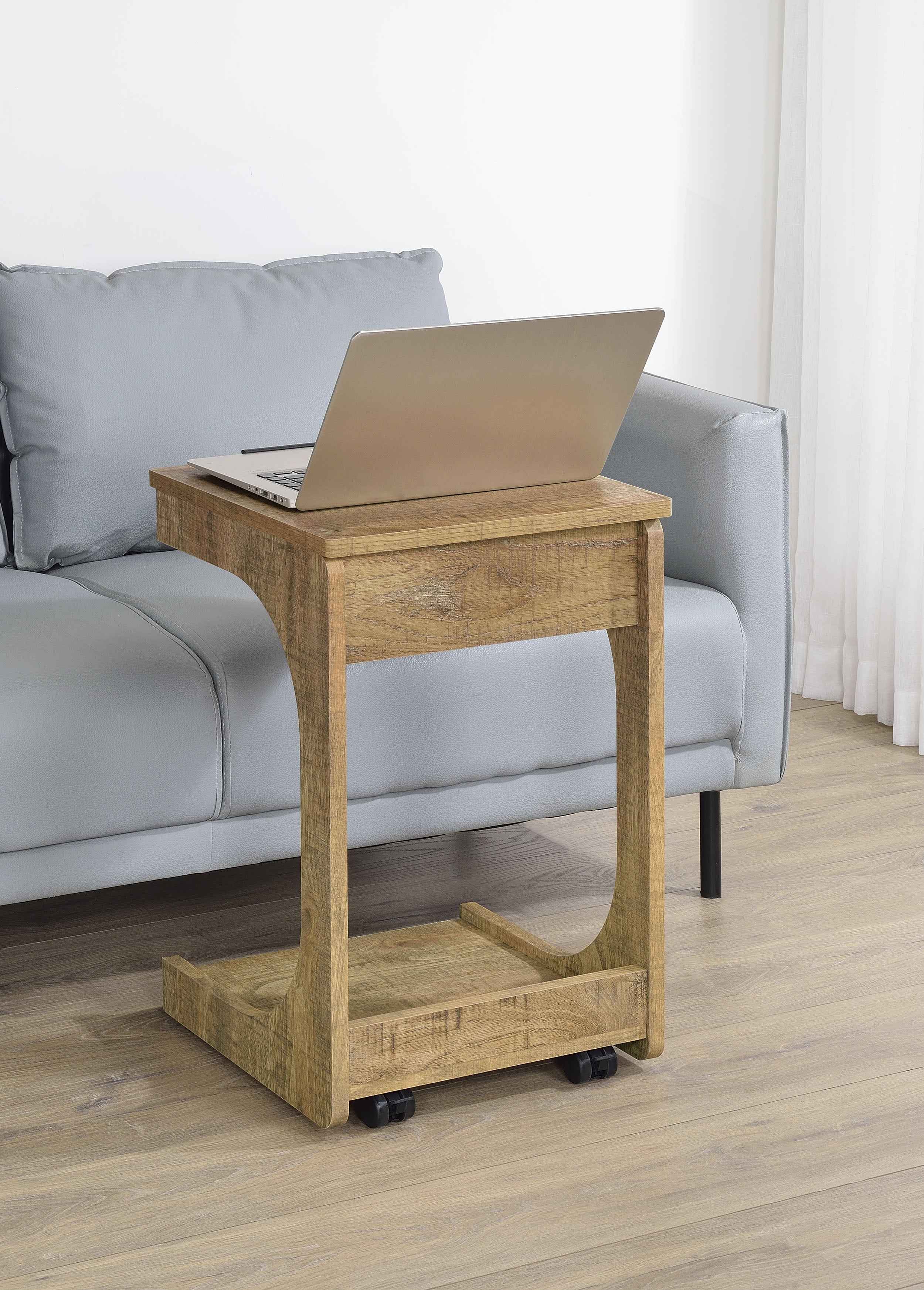 Ralston Mango C-Shaped Lift-Top Sofa Side Table With Casters