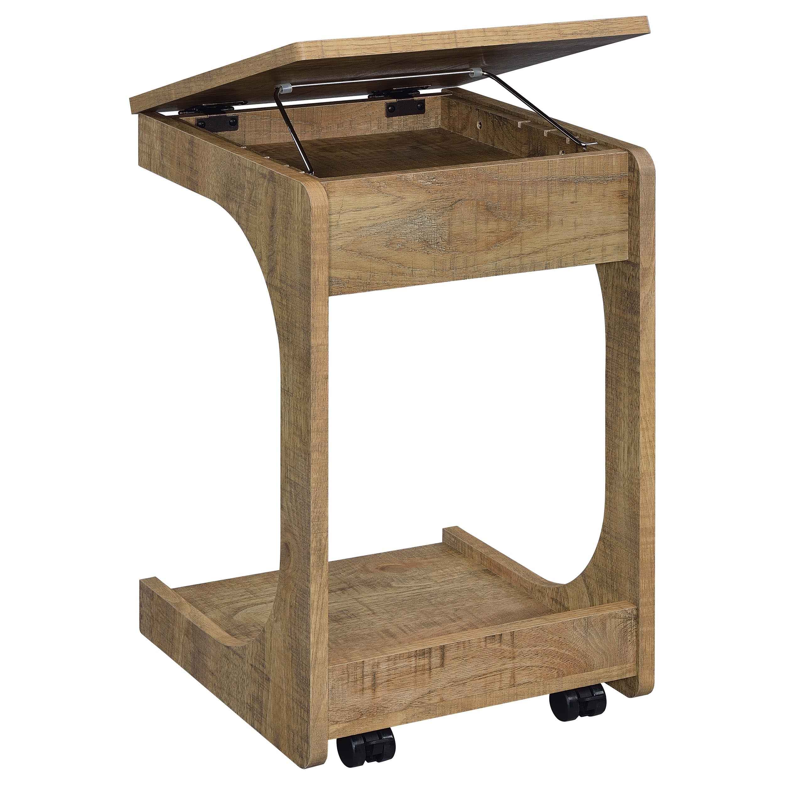 Ralston Mango C-Shaped Lift-Top Sofa Side Table With Casters - Image 12
