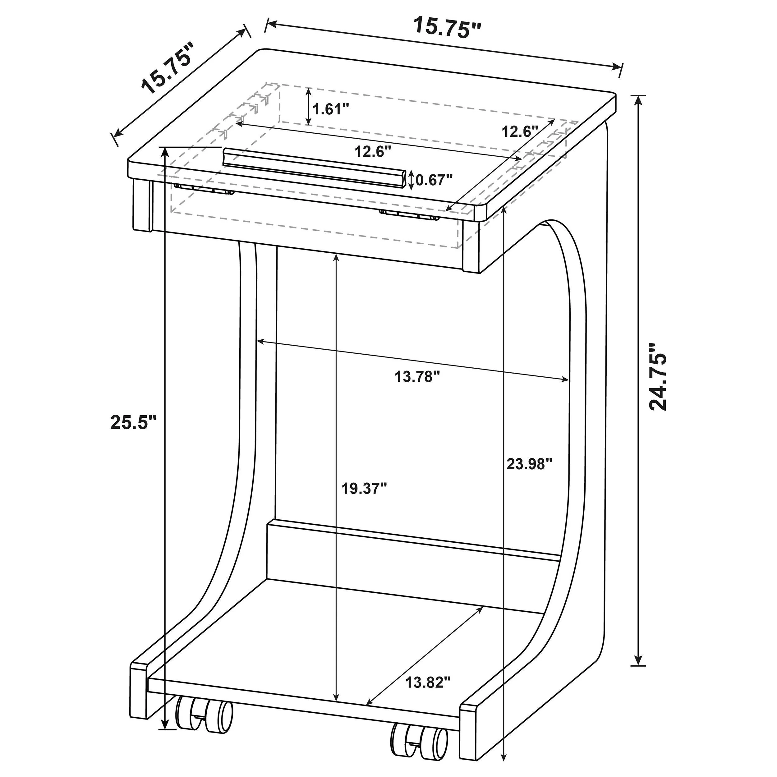 Ralston Mango C-Shaped Lift-Top Sofa Side Table With Casters - Image 15