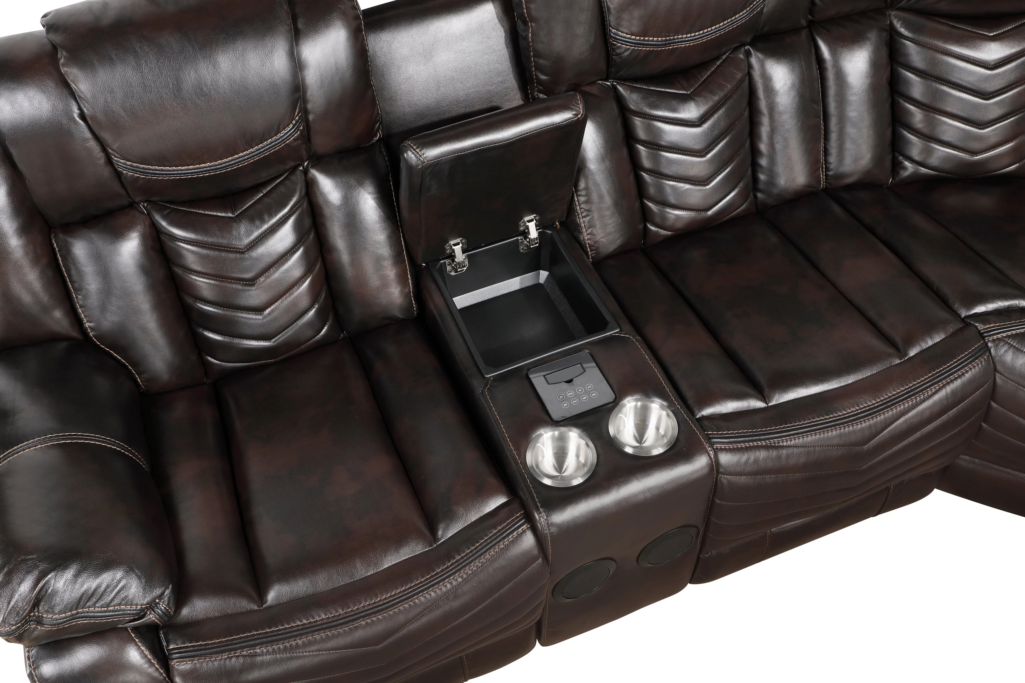 Ramone Dark Brown 3-Piece Power Reclining Sectional with Consoles - Image 12