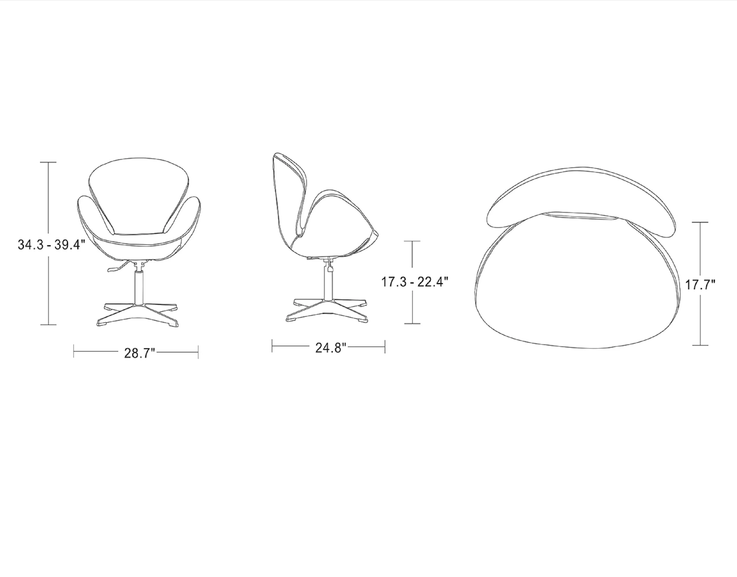 Raspberry Adjustable Swivel Chair in Grey and Polished Chrome - Image 3