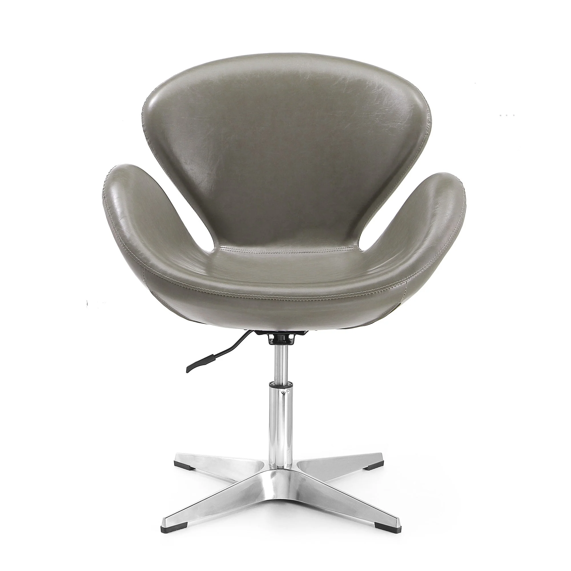 Raspberry Faux Leather Adjustable Swivel Chair in Pebble and Polished Chrome - Image 4