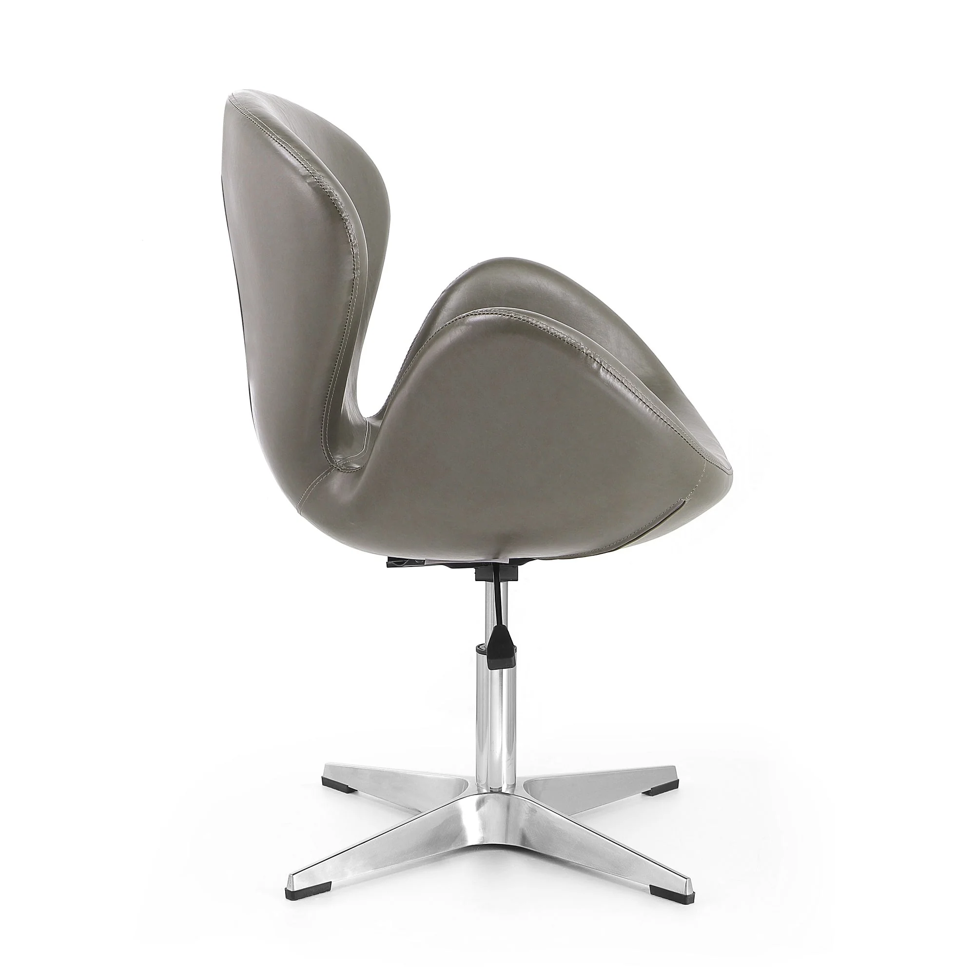 Raspberry Faux Leather Adjustable Swivel Chair in Pebble and Polished Chrome - Image 5