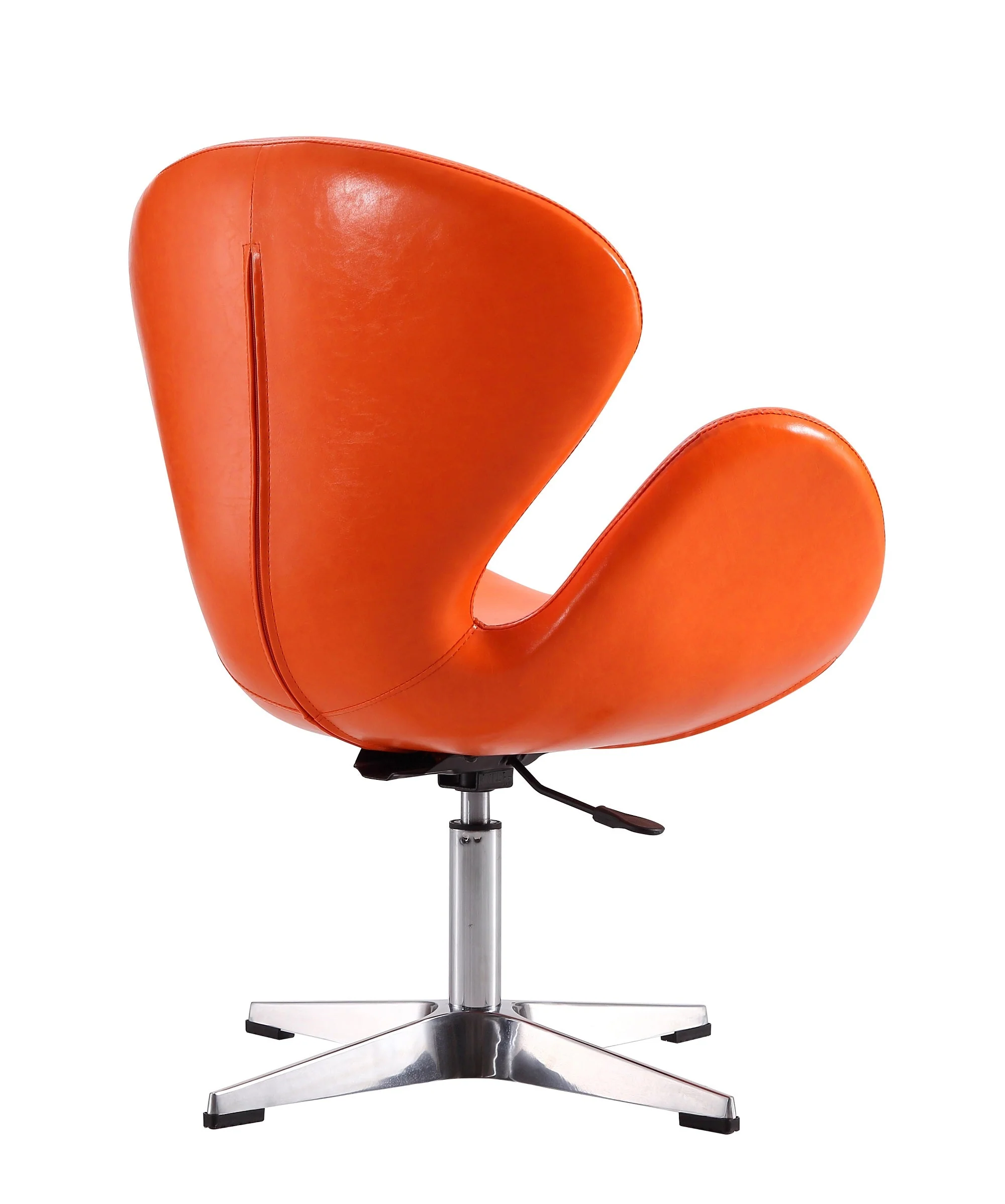 Raspberry Faux Leather Adjustable Swivel Chair in Tangerine and Polished Chrome - Image 6